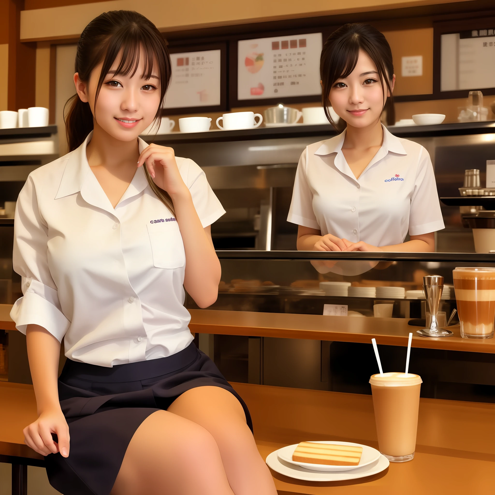 Beautiful waitress at a coffee shop in Showa