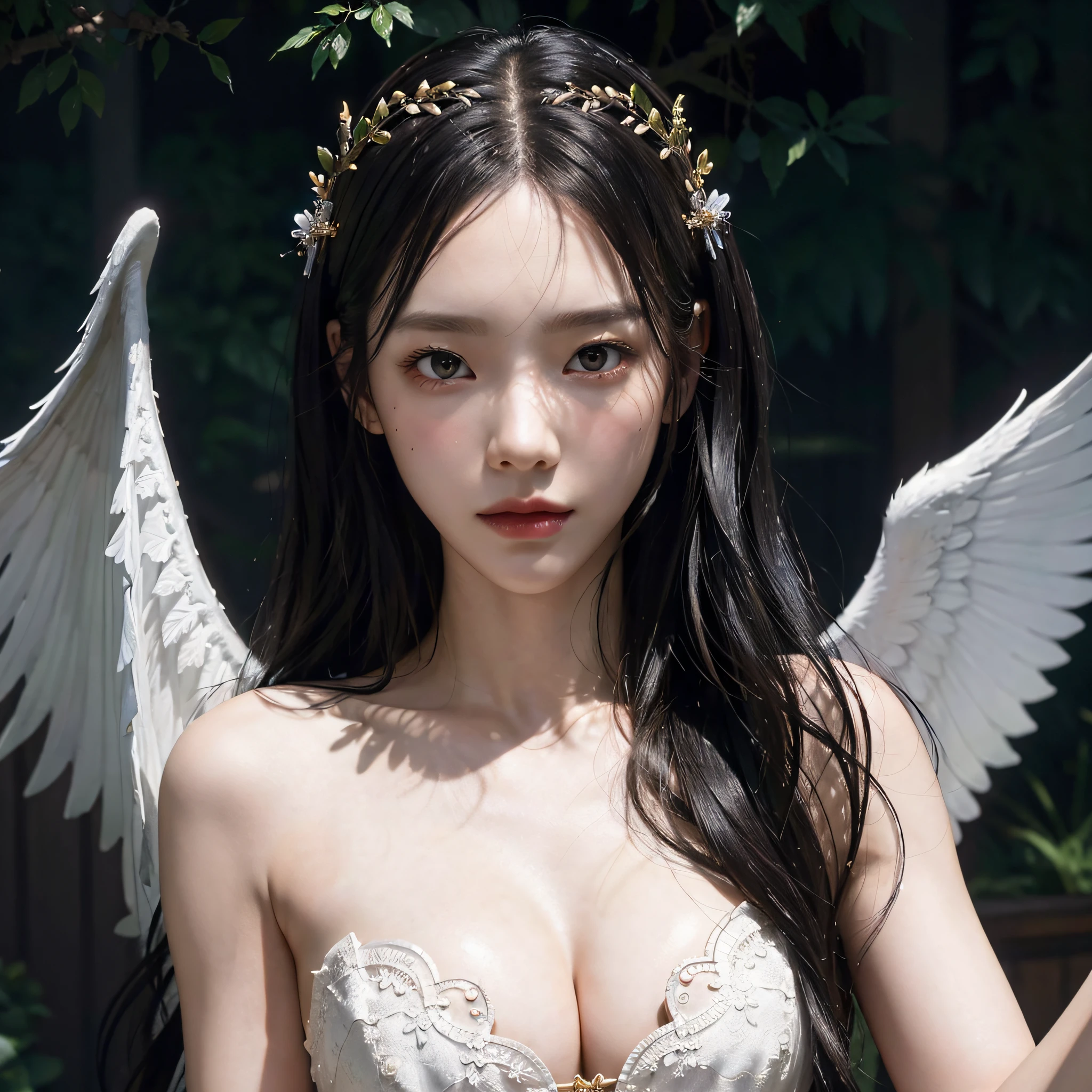 ((masterpiece)), best quality, ultra-detailed, an extremely delicate and beautiful, (mythical goddess:1.3), divine aura, floating, dynamic pose, translucent veil, radiant eyes, elegant robes, (heavenly clouds OR divine flames OR starry sky), full body, slender abs, highly detailed face and skin texture, detailed eyes, large breast, sensual, black hair, wavy hair, cinematic lighting, depth of field, silhouette, reflection light, ray tracing, bokeh, Canon, cowboy shot, 8k, award winning, best quality, super detail, anatomically correct, masterpiece, UHD
