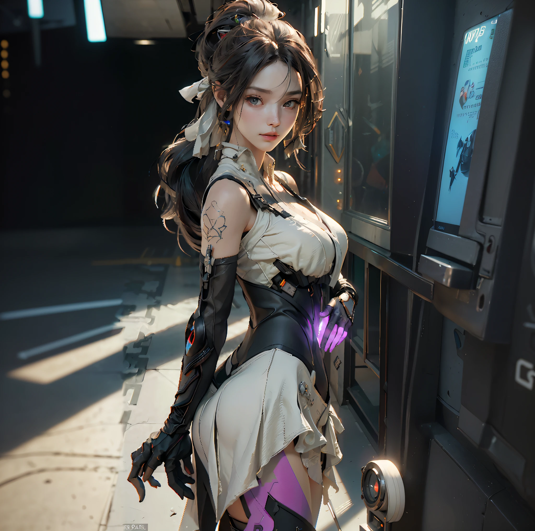 there is a woman in a cosplay outfit posing for a picture, wlop. scifi, female cyberpunk anime girl, ross tran 8 k, cyberpunk anime girl, wlop and krenz cushart, 3 d render character art 8 k, cyberpunk beautiful girl, dreamy cyberpunk girl, wlop art, wlop. 4 k, digital cyberpunk anime art, wlop |