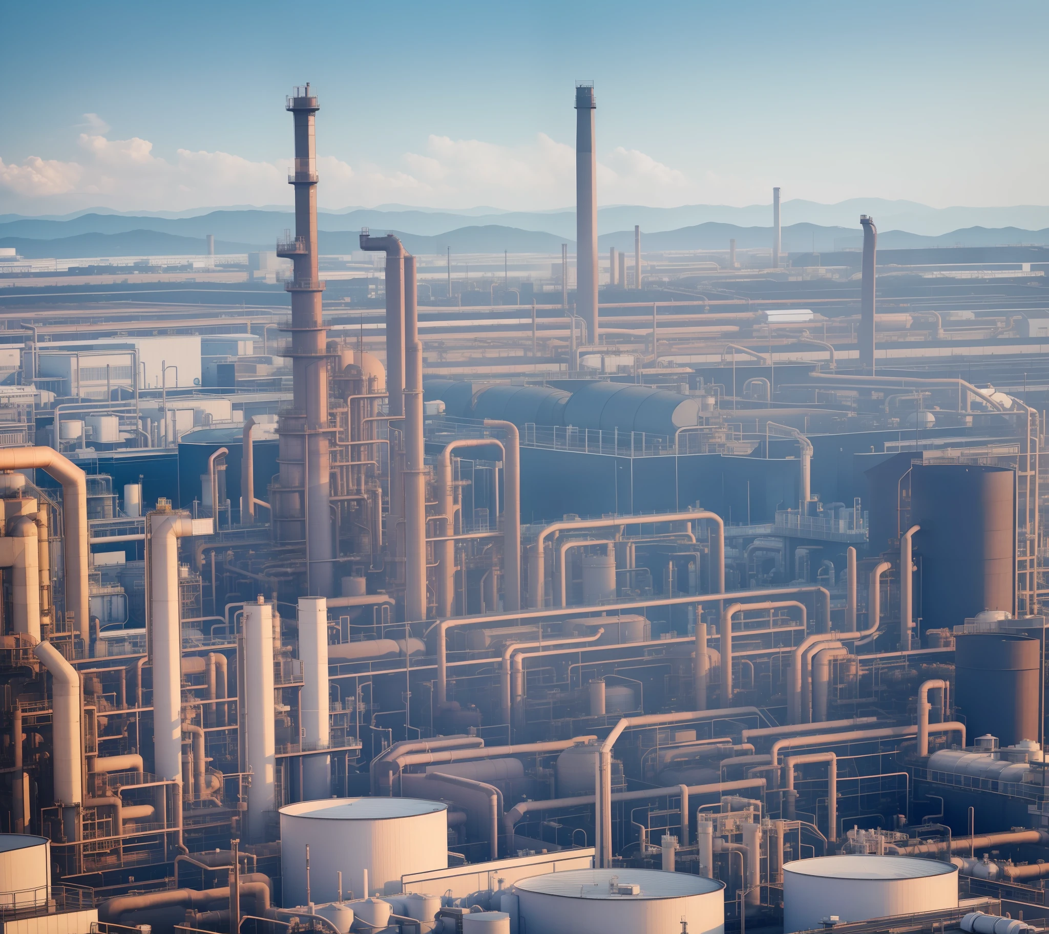 a view of a large factory with a lot of pipes and pipes, chemical plant, industrial factory, industrial complex, factory background, factories, industrial plant environment, industries, high technology inplants, industry, huge factories, industrial buildings, industrial photography, photo taken in 2 0 2 0, cement, industrial, industrial surrounding, industrial setting, detailed factory, industrial apparent