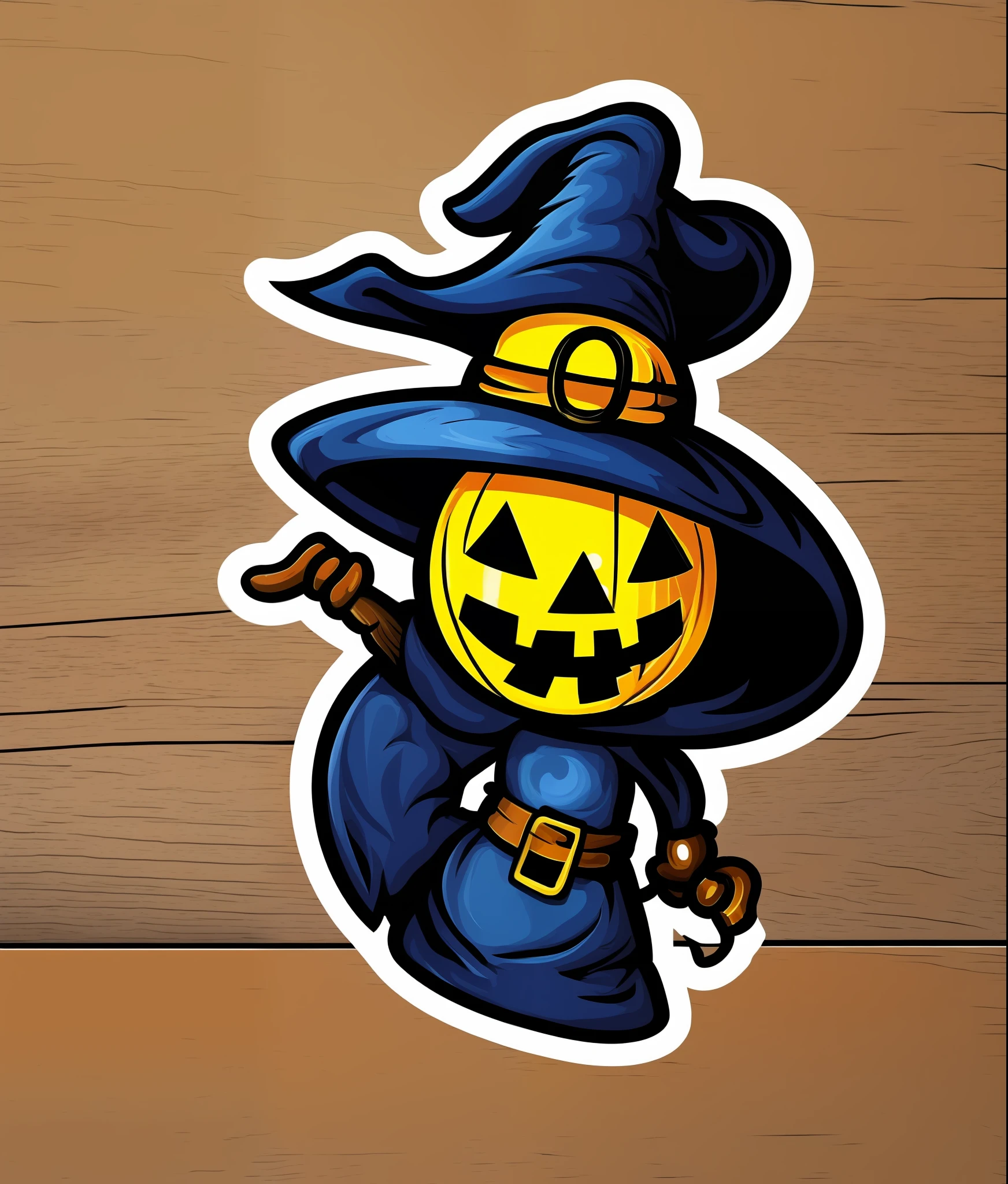 ((Best Quality)), ((Masterpiece)), (detail: 1.4), High quality t-shirt stickers, (Halloween, cute wind), witch riding broom in wizard hat, moon round and clear,