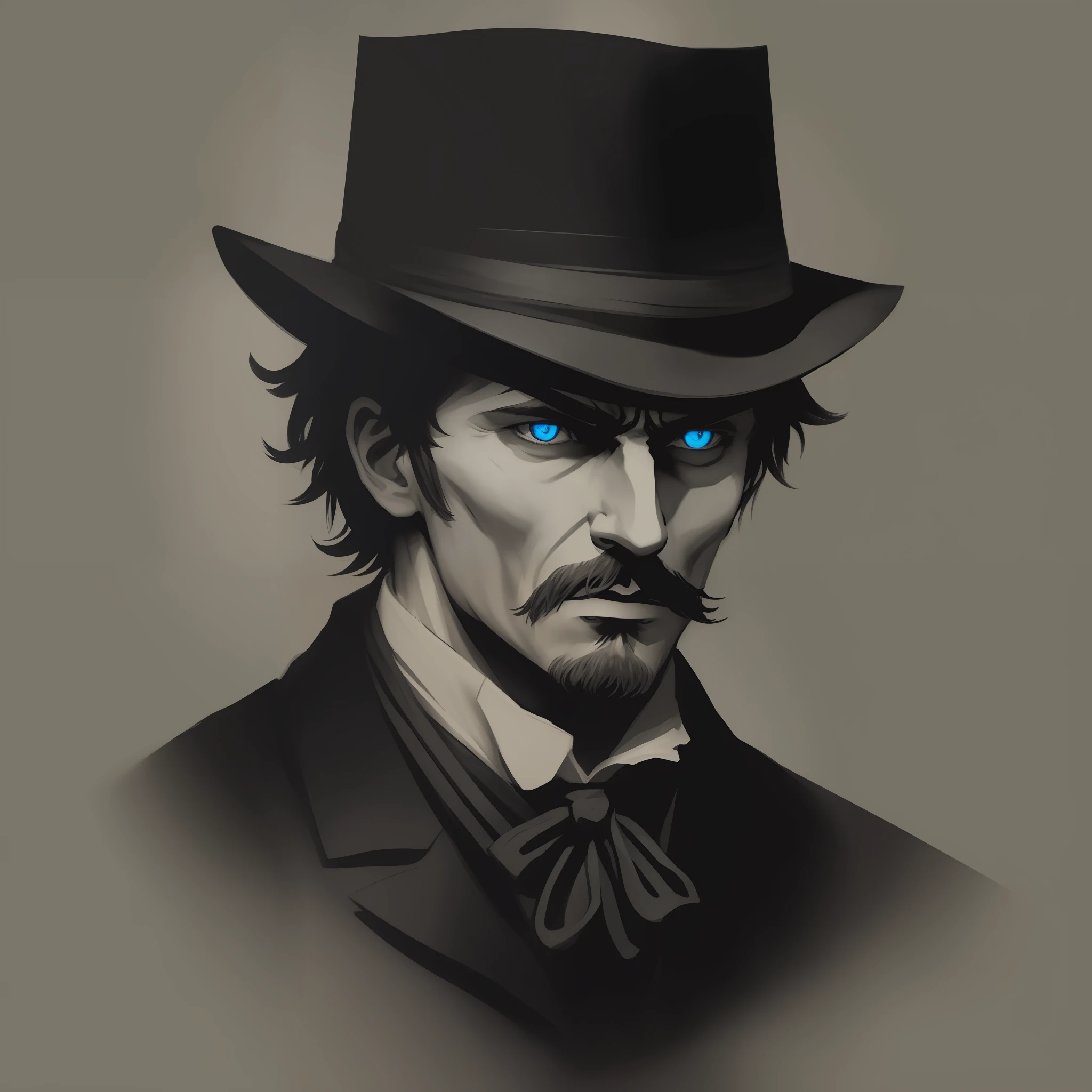 An entrancing portrait of Jack the Ripper, painted in a dark, expressive style that is both eerie and captivating, featuring his notorious silhouette and shadowy figure that will keep you drawn in.