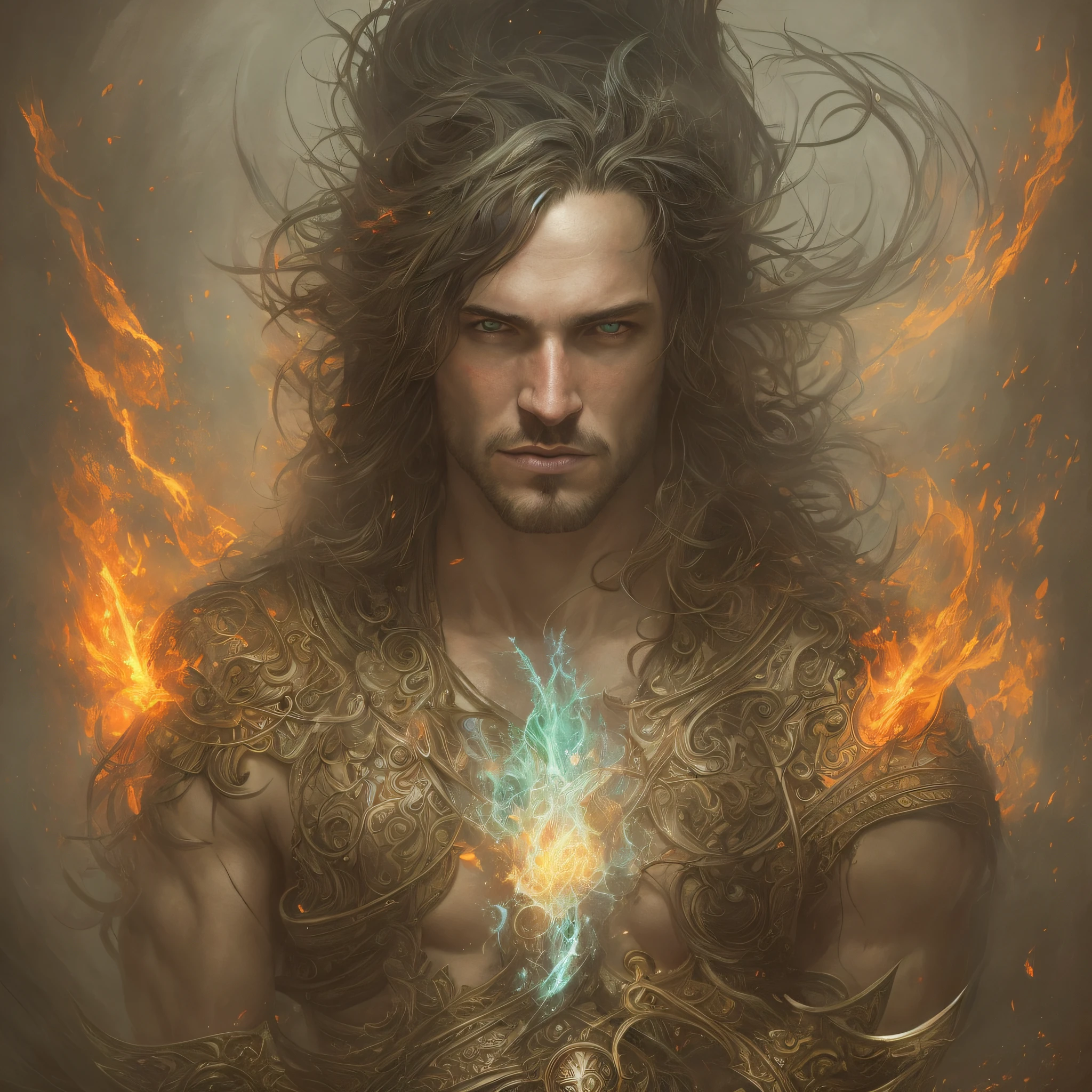 Bastien Lecouffe-Deharme, Kelly Sue Deconnick, Art Fitzpatrick style of Male Magma Elementalist, Cursed Island, Epic, Prismatic, award-winning --auto --s2