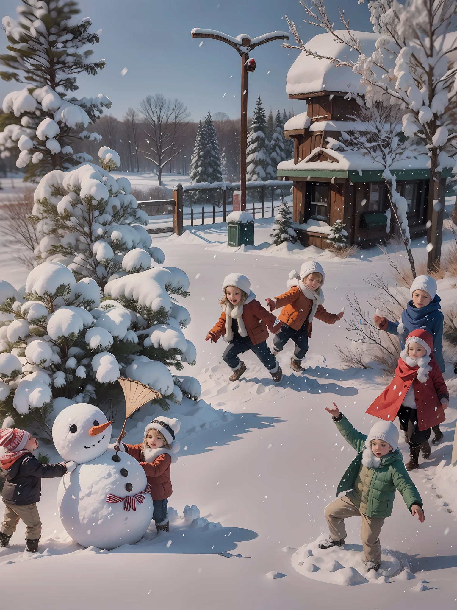 Snow, snowman, HD details