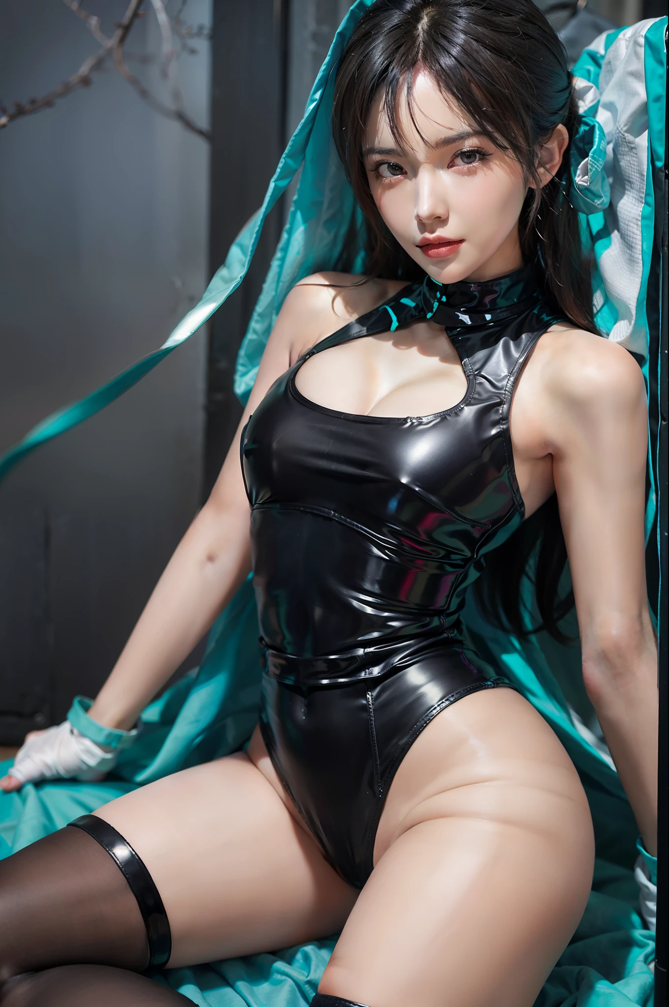 1girl, asian woman posing for photo, (simple background: 0.6), a surreal woman, (single, perfect body: 1.2, full body: 1.5, young, big breasts: 1.2), detailed face, wearing dress, tight clothing, long and beautiful flowing outfit, yellow cloth, yellow gorgeous dress, close-up of woman, funny costume, smooth white tights suit, black stockings, gorgeous chinese model, seductive girl, sexy outfit