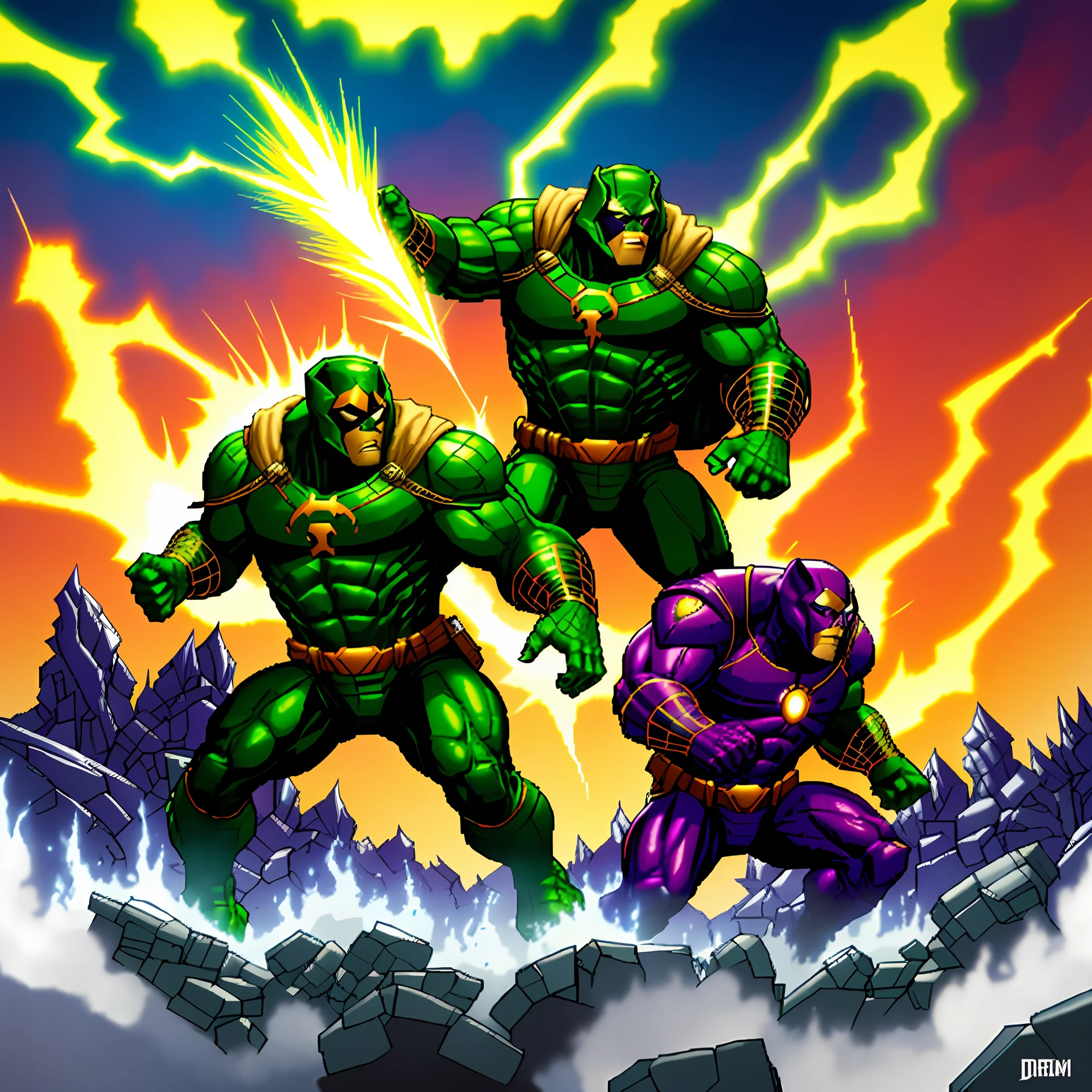 Dr.doom Marvel character facing Kang with realistic details