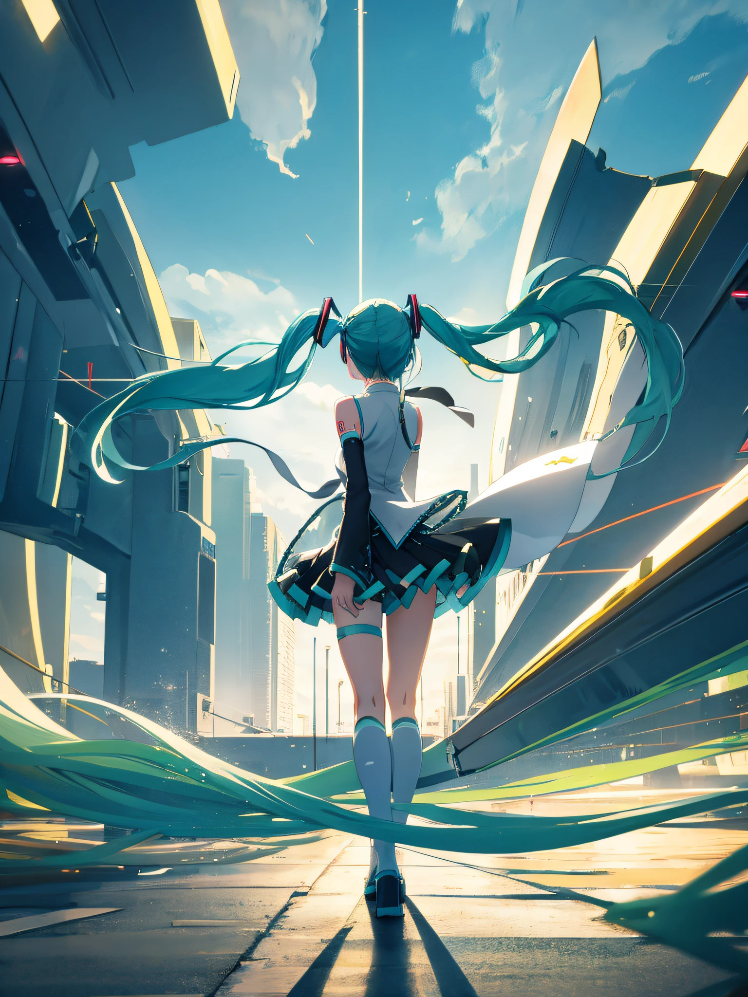 Hatsune Miku, Two-Dimensional Girl, Mechanical Wind, Big Scene, Backlight