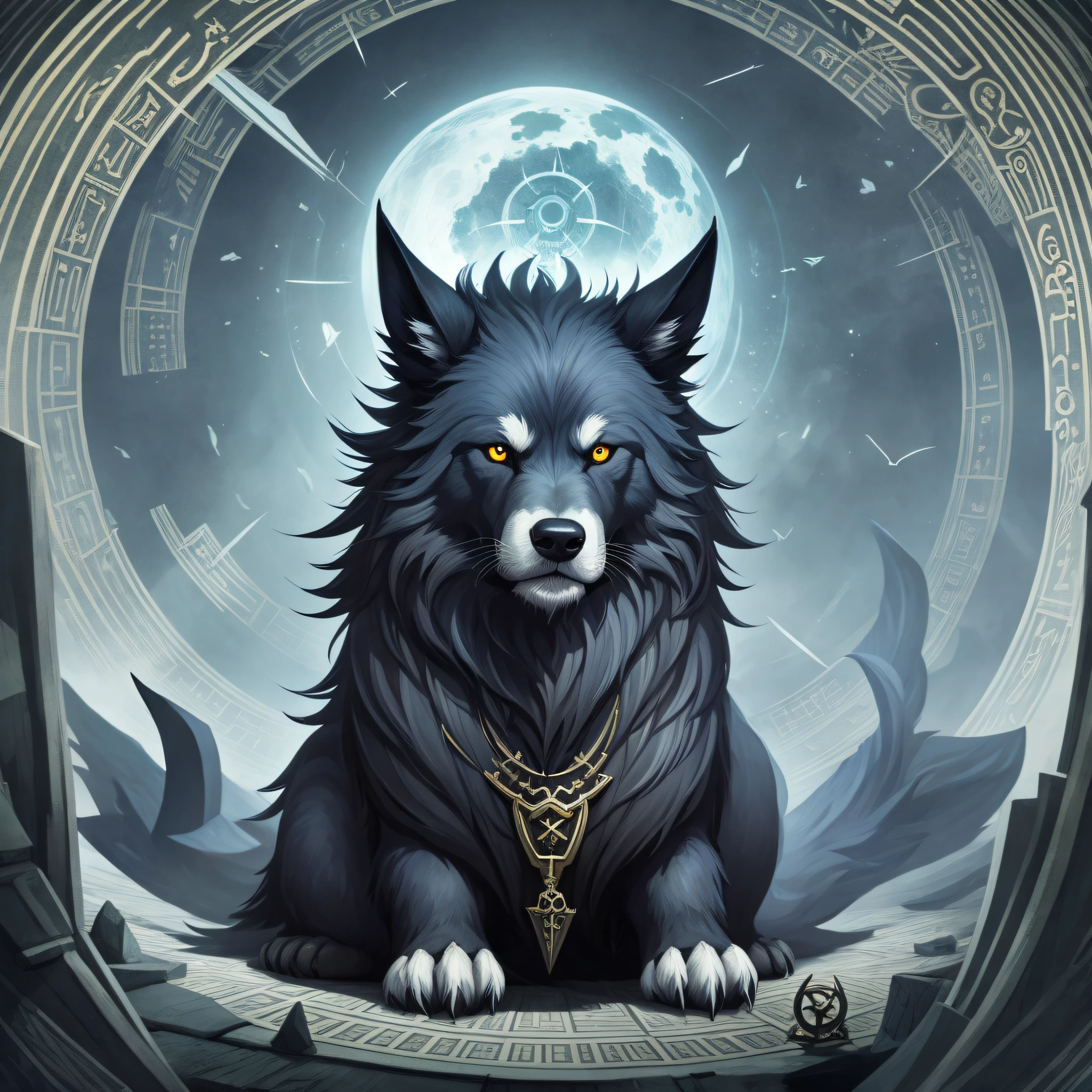 Barghest Dain Yoon Style with Gravity Compass Well, Haunted Mansion, Oneiric, Polygonal, trend in deviantart --auto --s2