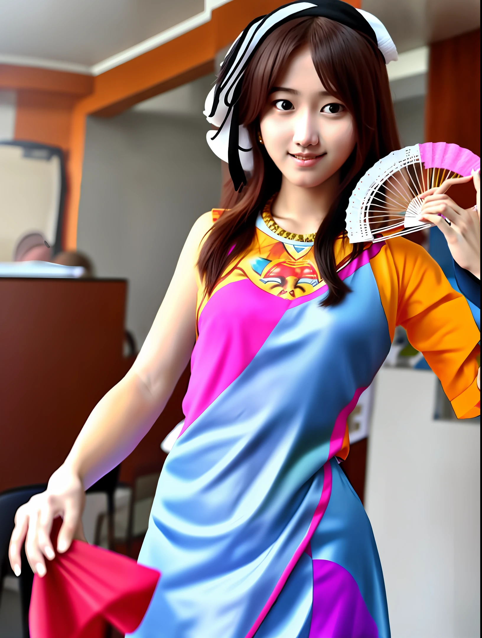 Loho holding a fan