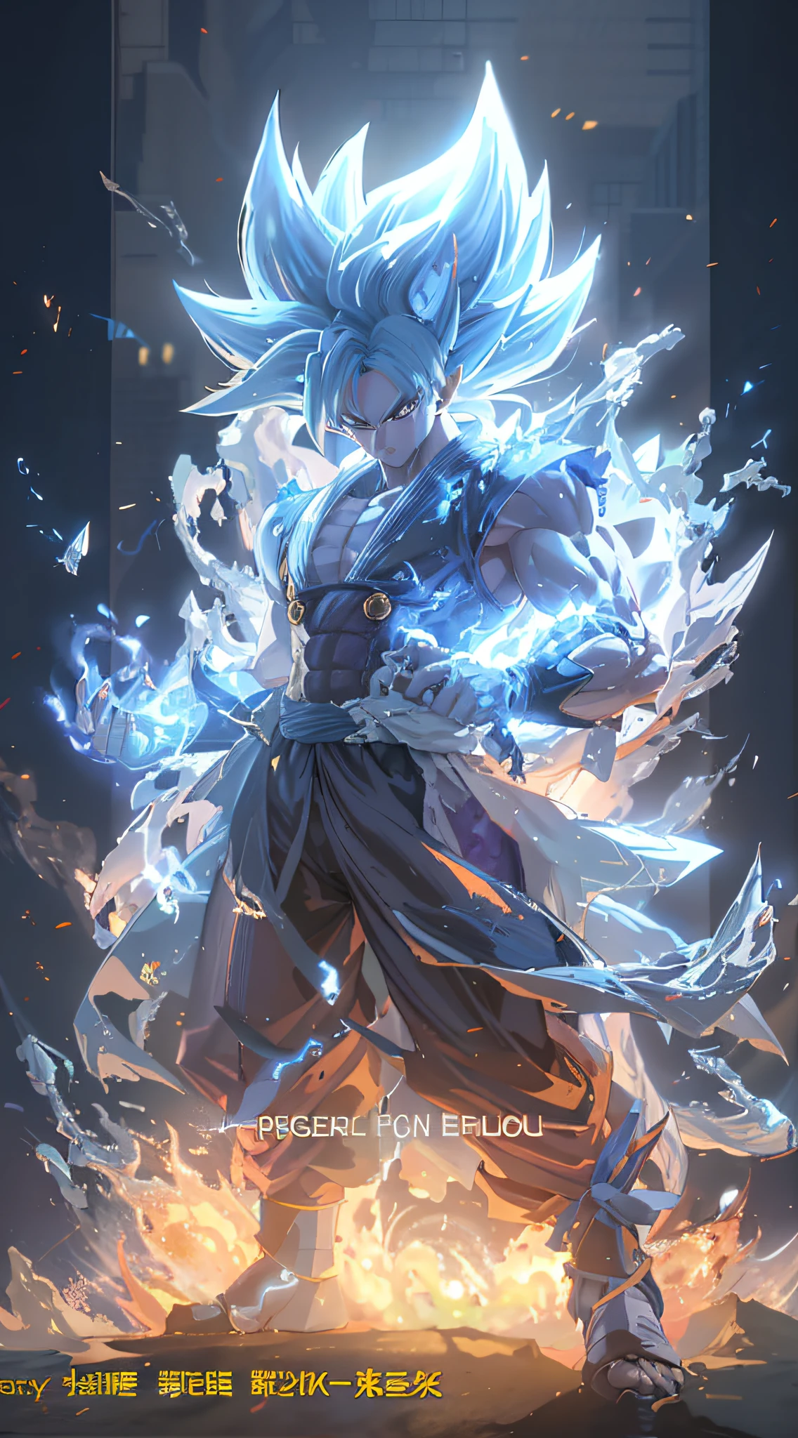 dragon ball fighter 2 poster, ultra instinct, blue fire powers, an epic anime of a energy man, anime epic artwork, photorealistic human goku, badass anime 8 k, advanced digital anime art, advanced digital anime art ”, super saiyan blue, highly detailed portrait of goku, advanced anime digital art, this character has cryokinesis
