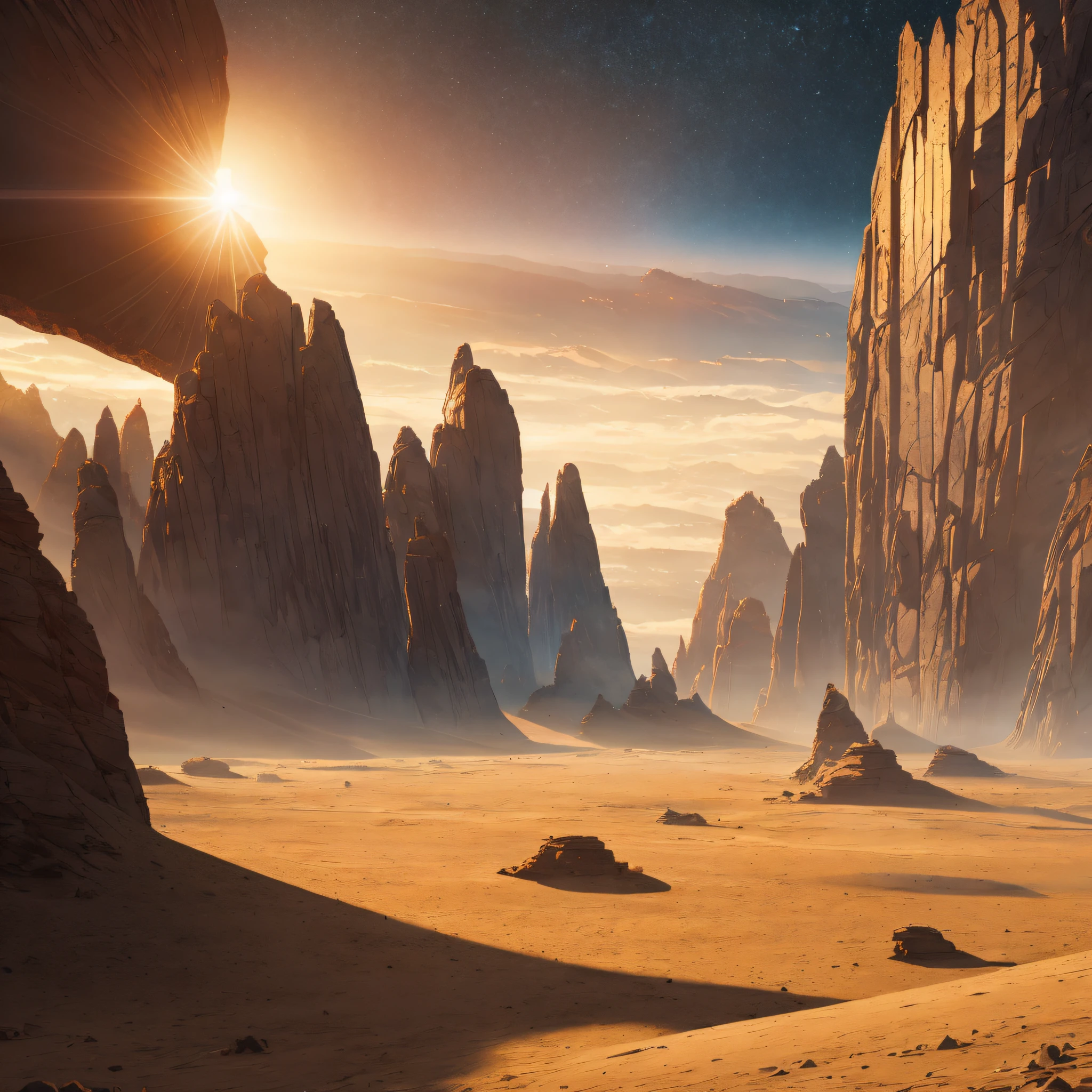 Ashley Willerton style of Interstellar Hub, Golden Hour, Hazy, masterpiece, trending on artstation --auto --s2