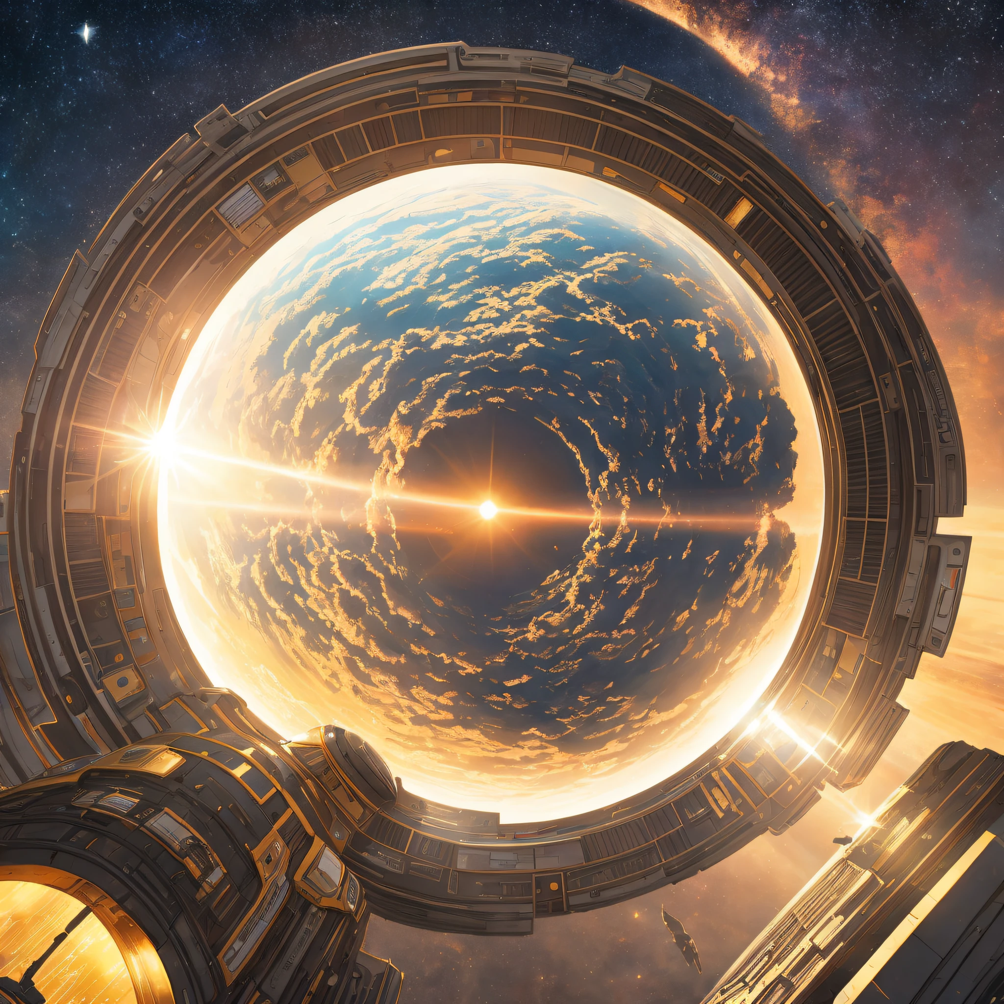 Ashley Willerton style of Interstellar Hub, Golden Hour, Hazy, masterpiece, trending on artstation --auto --s2