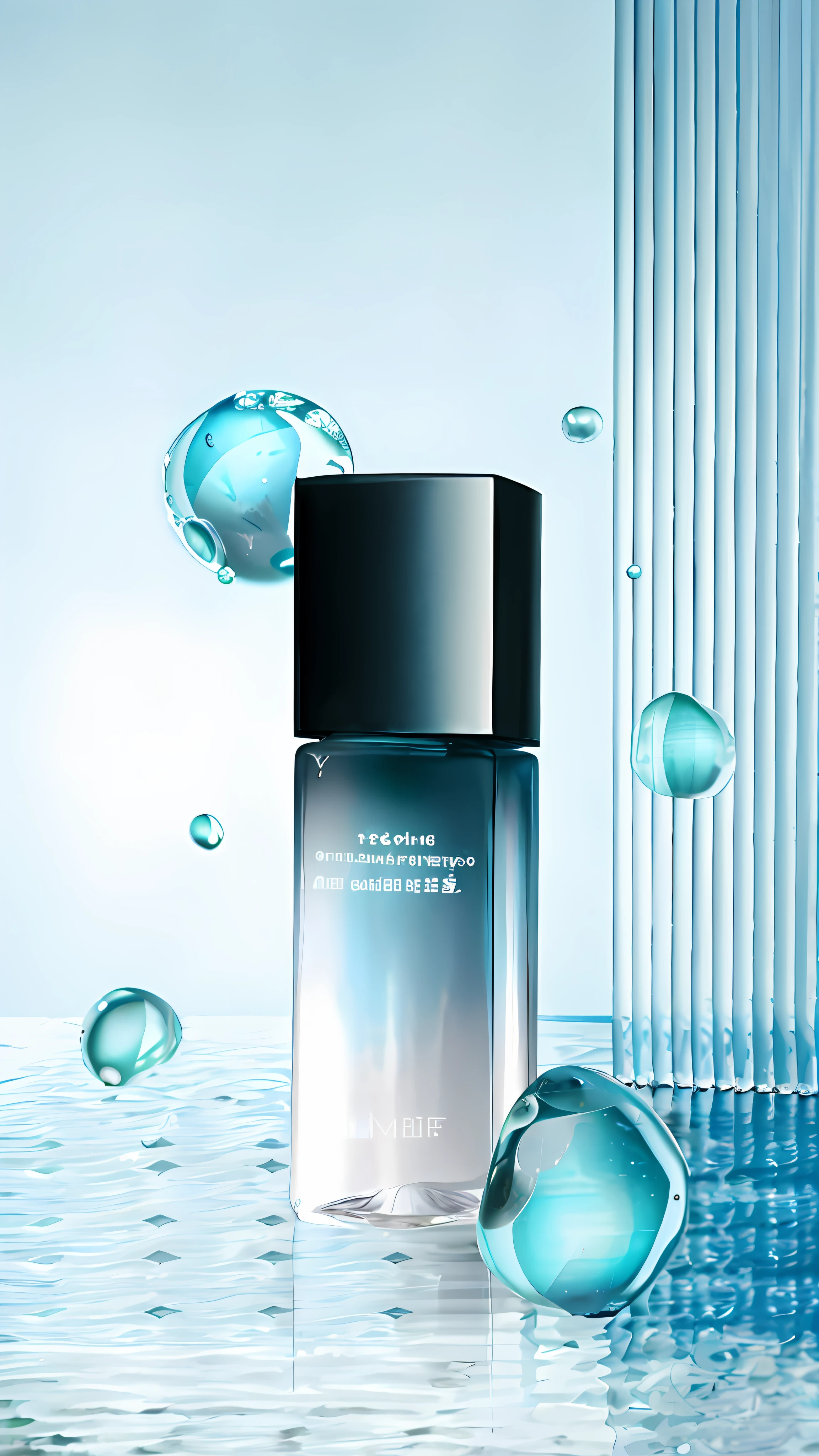 a close up of a bottle of water with bubbles floating around it, men, ji-min, jingna zhang, feng zhu |, perfume, crisp smooth lines, crisp smooth clean lines, lei min, inspired by Wang Zhenpeng, meme, lu ji, femme, dramatic product shot, inspired by Zhang Han, inspired by Wen Zhengming, finer details
