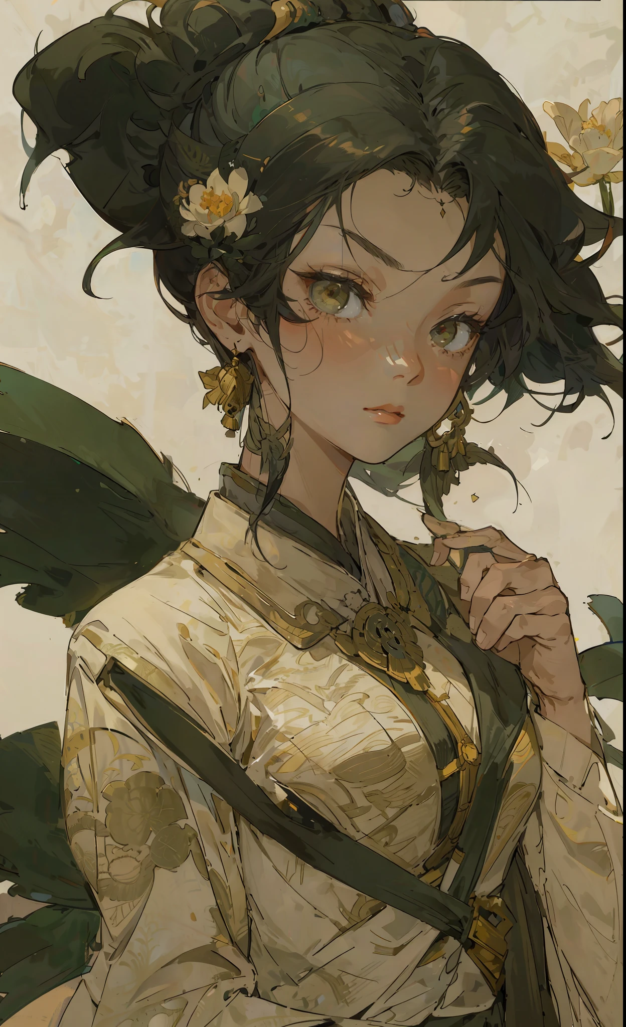 A girl, ancient Chinese costume, whole body, sunshine, clear face, clean white background, masterpiece, super detail, epic composition, ultra HD, high quality, extremely detailed, official art, uniform 8k wallpaper, super detail, 32k