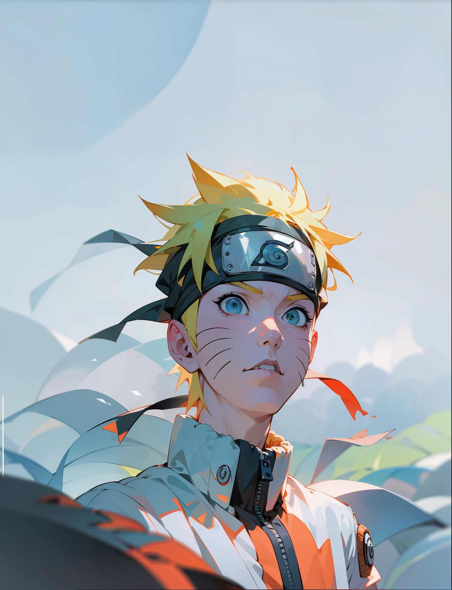 Naruto Uzumaki, 1boy, masterpiece, best quality, upper body, portrait, looking at the viewer, close up,