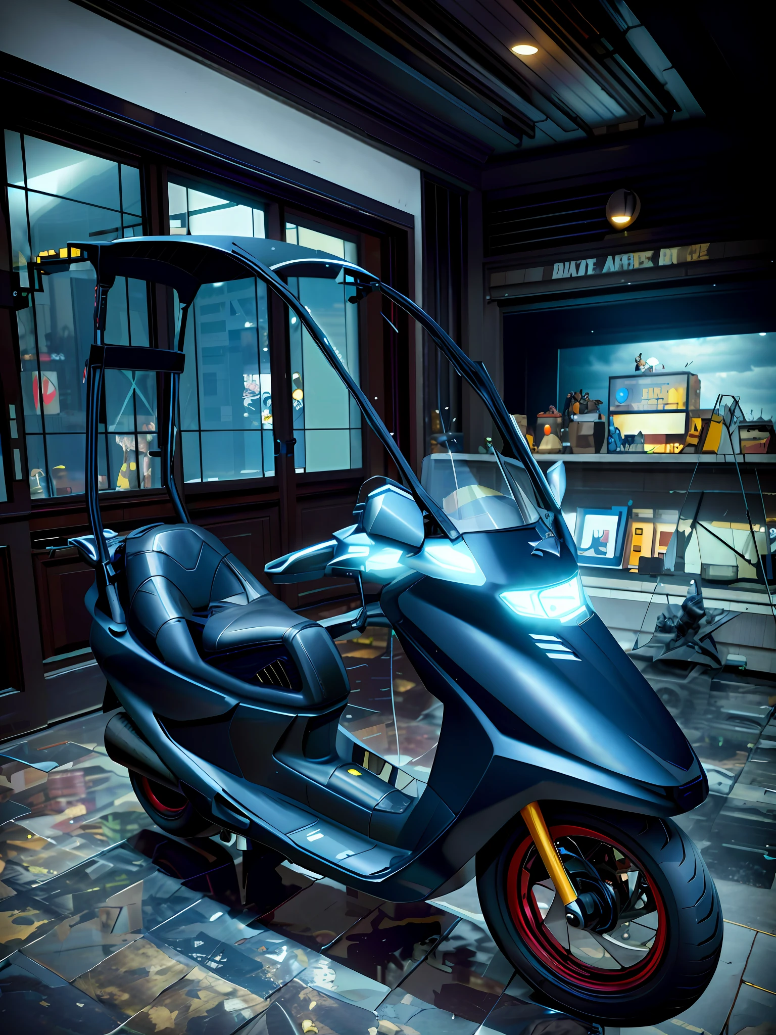 batman motorcycle with a batmobile engine and a bat - wing wing, batmobile, badass batmobile car design, futuristic motorcycle, motorcycle, batman mecha, batman, from movie batman, akira motorcycle, vehicle concept photo!!, inspired by Zack Snyder, motorcycle concept art, custom scooter, futuristic vehicles, the batman, sitting on cyberpunk motorbike