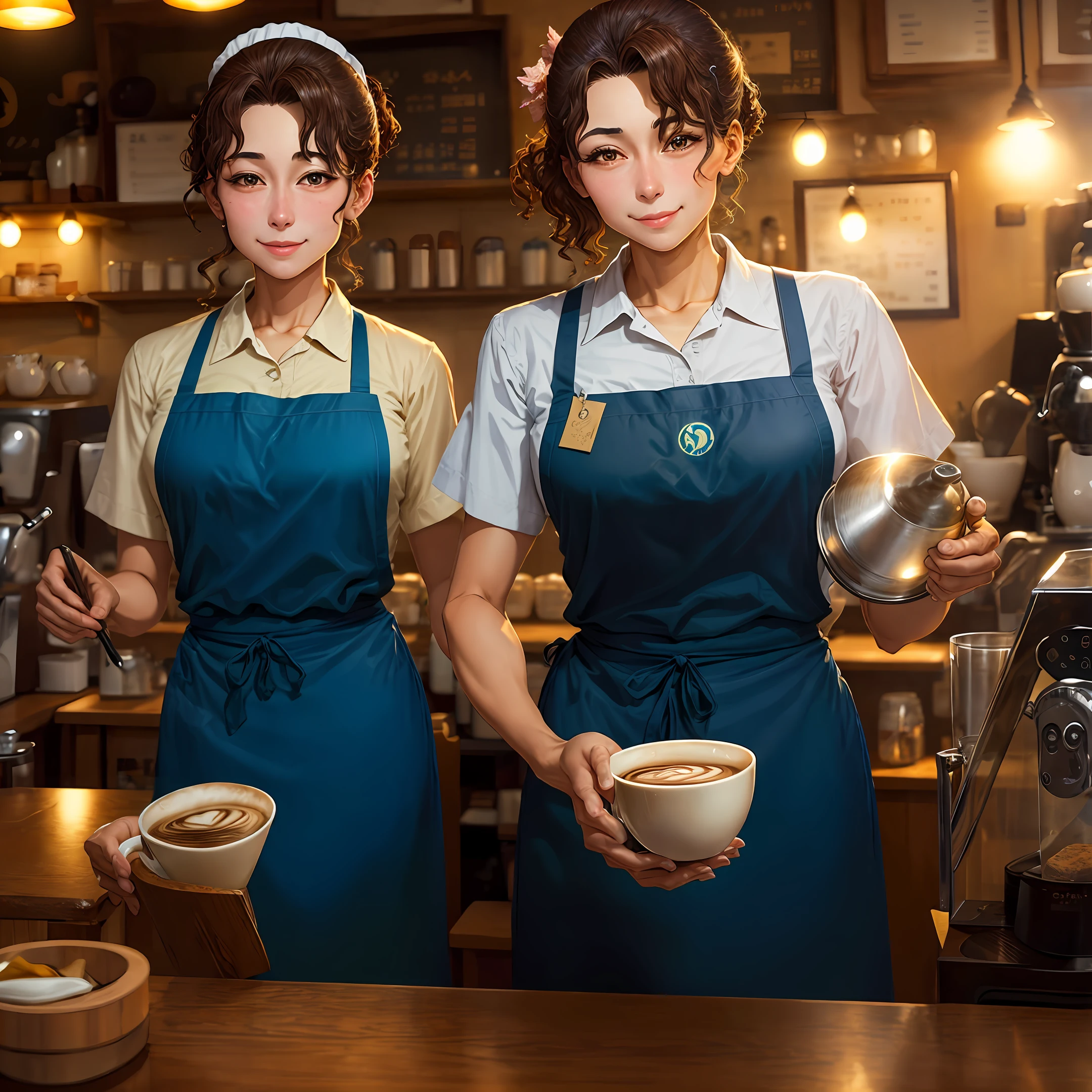 A transcendent beautiful waitress at a classic Showa coffee shop