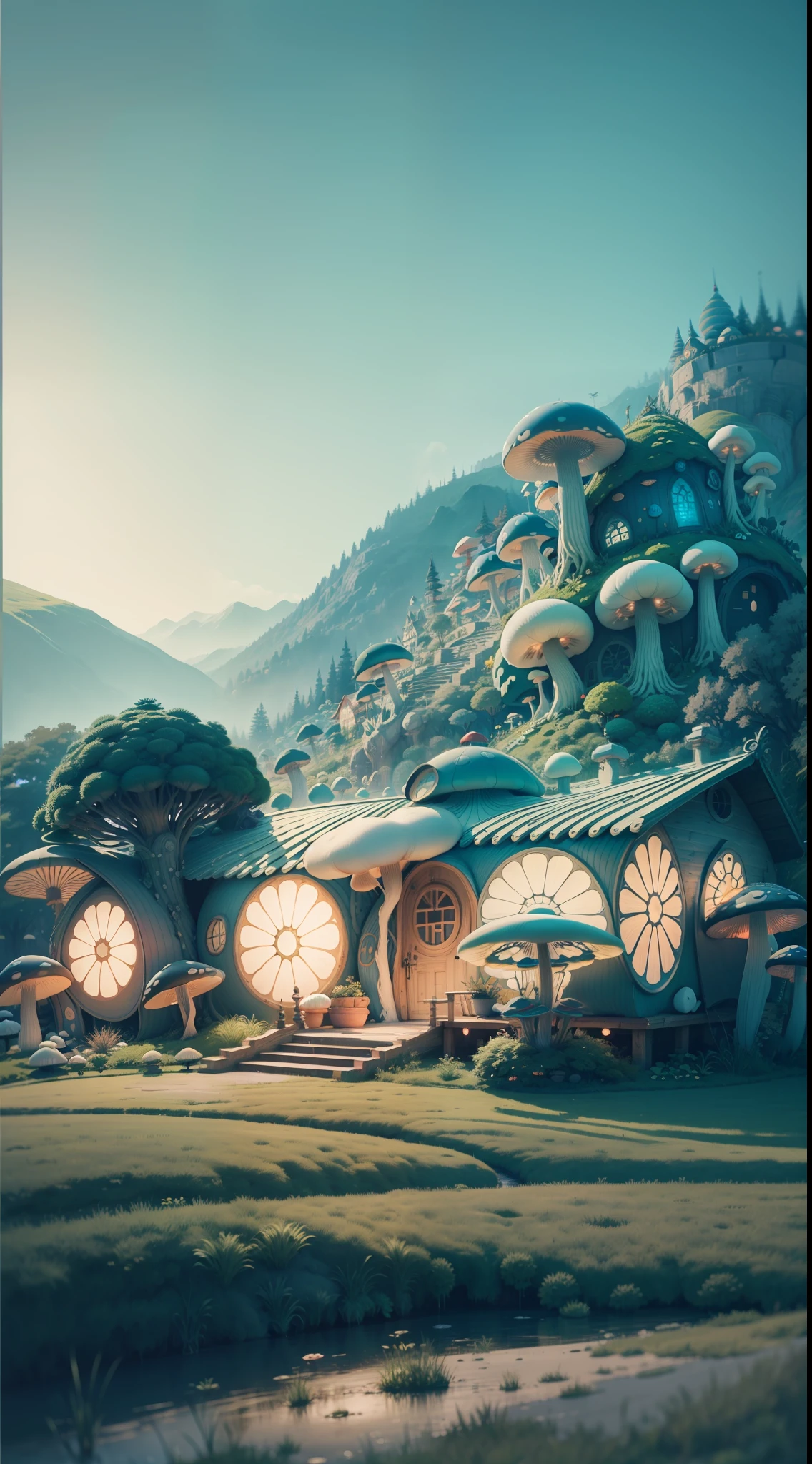 Mushroom house drawing, mushroom city, cyber mushroom city, mushroom house, mushroom shaped house, psychedelic mushroom, inspired by William Stott, giant mushroom, in wild mushroom fountain, extremely fine ink line art, magic mushroom, mushroom structure, detailed ink illustration, architectural mushroom, (high detail skin: 1.2), 8k ultra hd, DSLR camera, soft lighting, high quality, film grain, Fujifilm XT3 --auto --s2