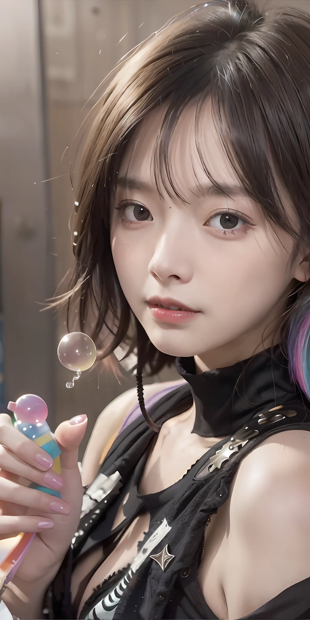 (Anthwve Style: 1) (nvinkpunk: 0.7) The Sandman's Delirium-drunken Beauty, (Hallucinogenic Colorful Soap Bubbles), Jeremy Mann, Sandra Chebrier, Dave McKean, Richard Avedon, Macien Xiaara, Punk Rock, Tank Girl, High Detail, 8K
Sharp Focus, Natural Light, Subsurface Scattering, F2, 35mm, Film Grain