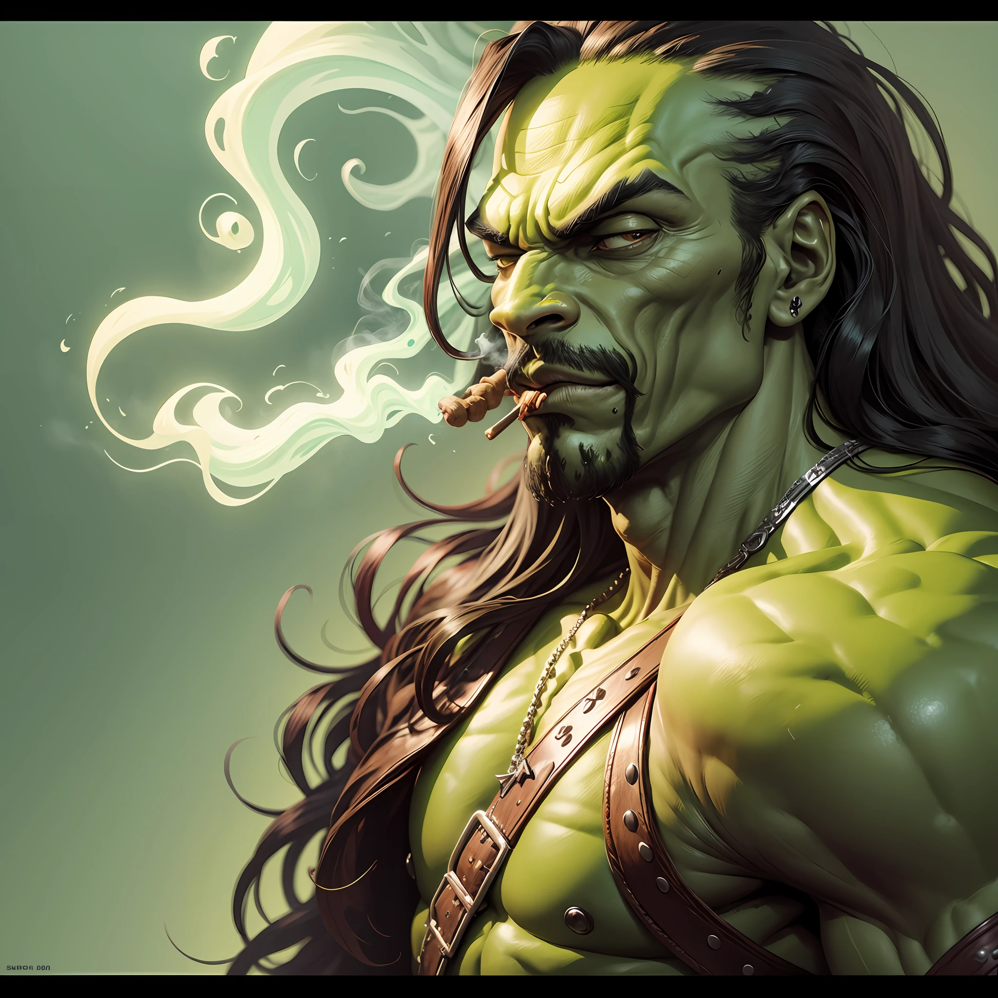 snoop hulk smoking cigar, with his long hair, “| deformed, ugly: The error “-1.0, too many fingers:-1.0” --auto --s2
