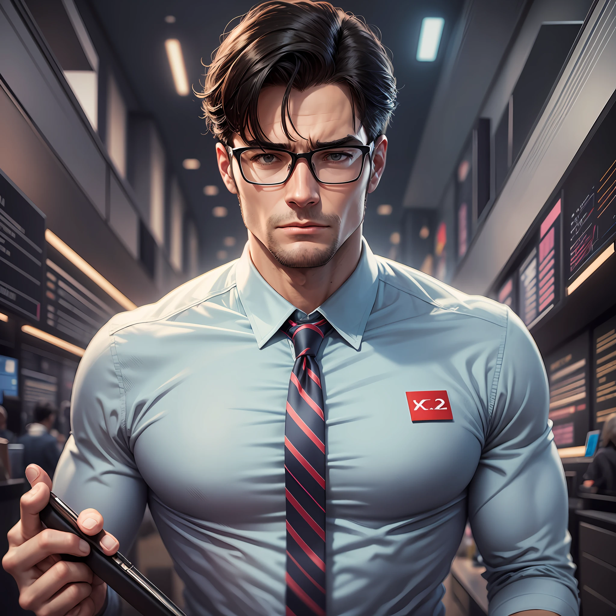 Generate a man who works with anti-fraud similar to clark kent acting in the fight against fraud, put an Anti-fraud logo on the notebook --auto --s2