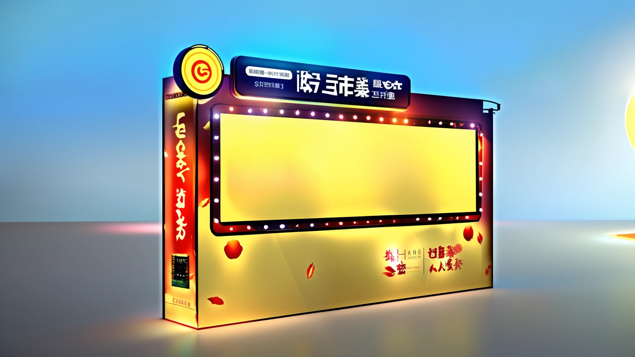 Mid-Autumn Festival-themed Mei-Chen interactive installation, the colors are mainly light yellow and maple red, rendering 3D effects and realistic style