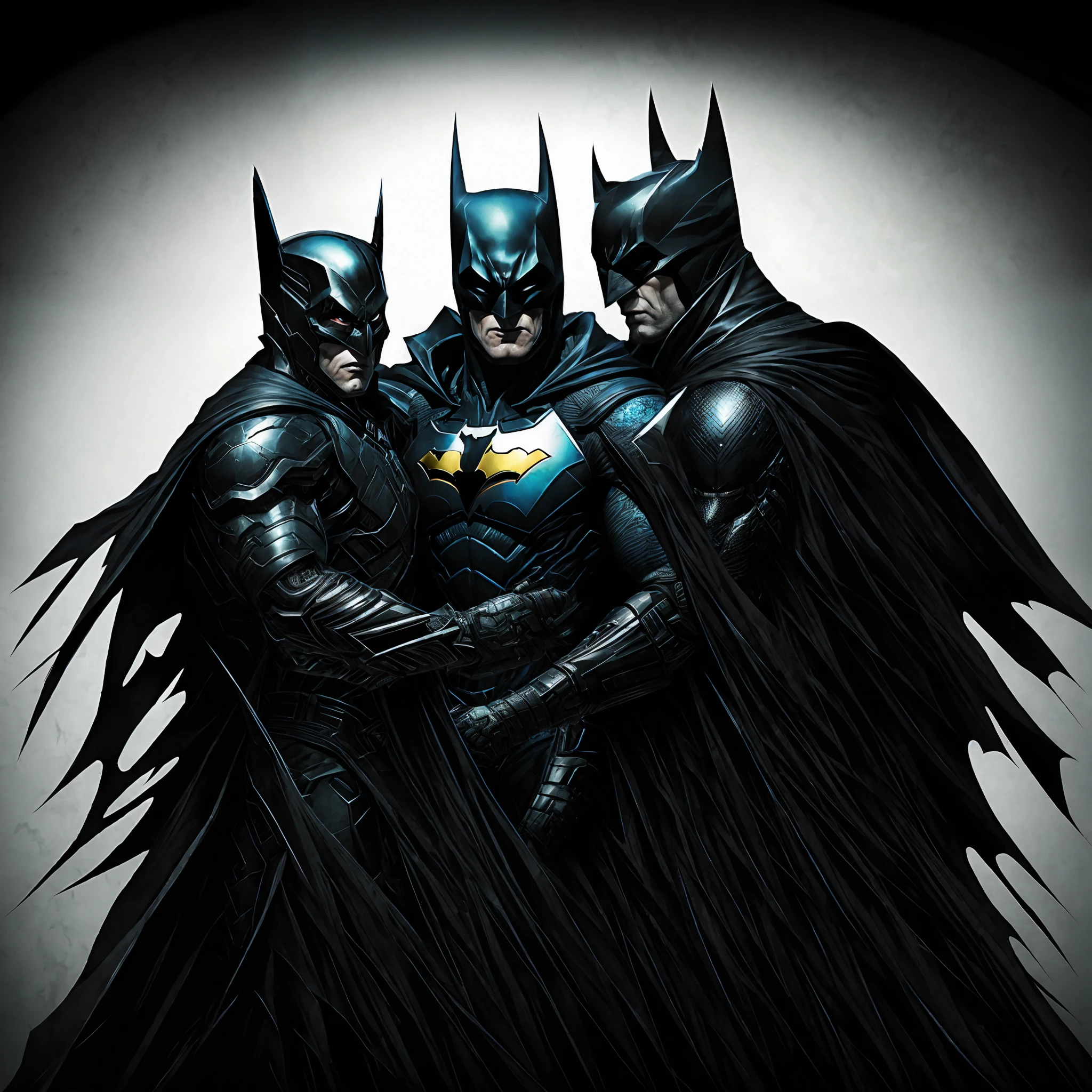 octane render of Batman and Superman kissing in white backgroud
BREAK
Batman, octane rendering of cyberpunk batman by Tsutomu nihei, chrome silk with intricate gold filiegree ornate fabric
BREAK
Superman, cyberpunk superman + ultra detail, intricate design, portrait, canon 5d, volumetric lighting, hdr, sharp focus