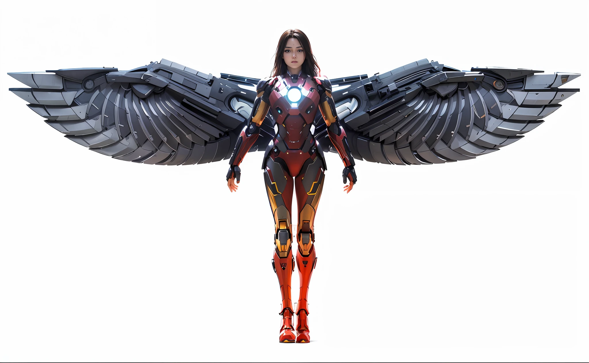 4k, realistic, charismatic, very detailed, above the sky there is a girl in an Iron Man costume, she is Iron Man, superhero theme, long black hair, 25 years old, full body, (1girl:1.3), solo, __body-parts__, official art, unified 8k wallpaper, super detailed, beautiful and aesthetic, beautiful, masterpiece, best quality, masterpiece, super fine photo, best quality, super high resolution, photorealistic photo, sunlight, full body portrait, Amazing beauty, delicate face, vibrant eyes,