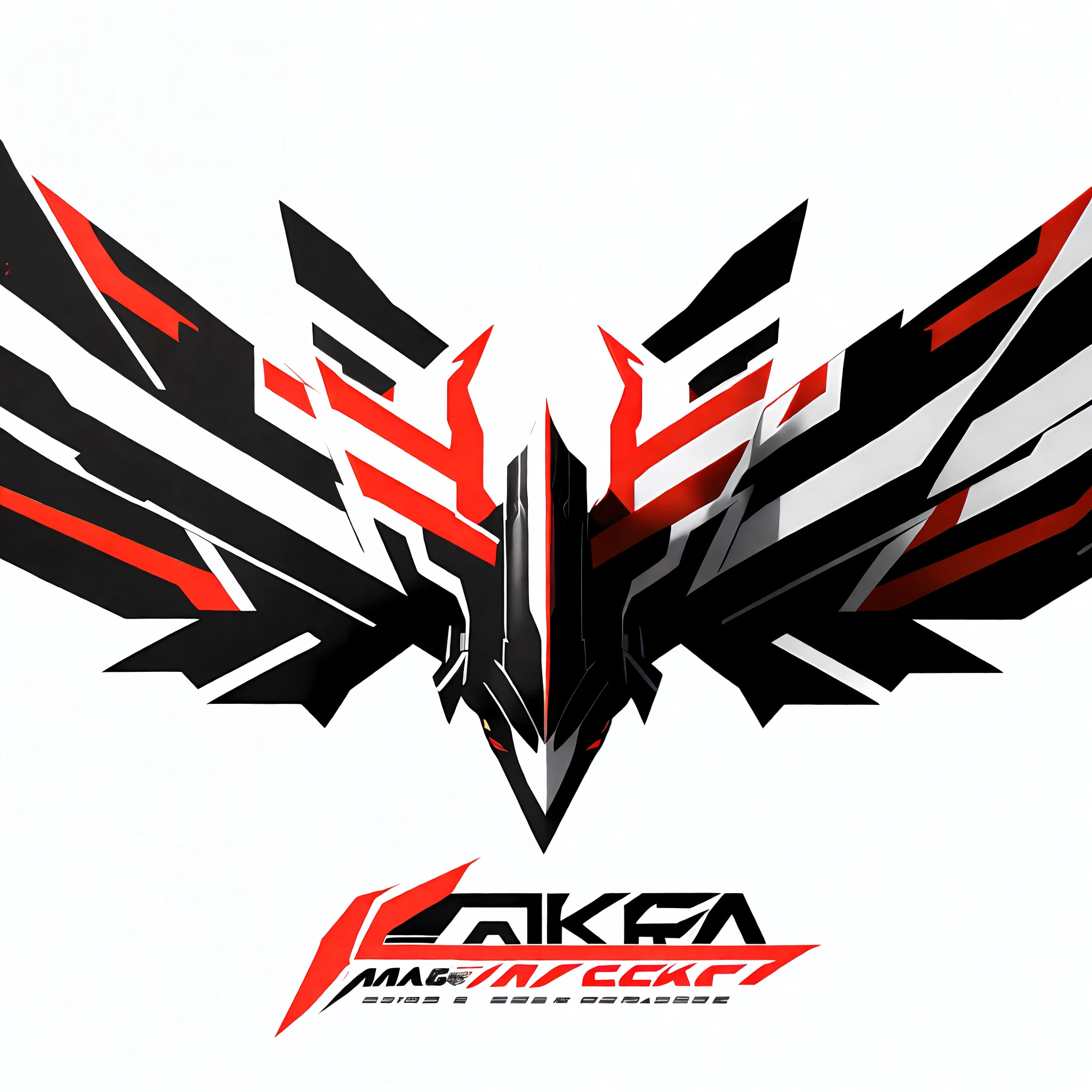 a close up of a black background with a white logo, a-1 pictures, mecha wings, style of akira motion movie, style of macross, modern mecha anime, with an eagle emblem, macross franchise, black and white logo, style of red line anime movie, aircraft, mecha font, kantai collection style, zettai ryouiki