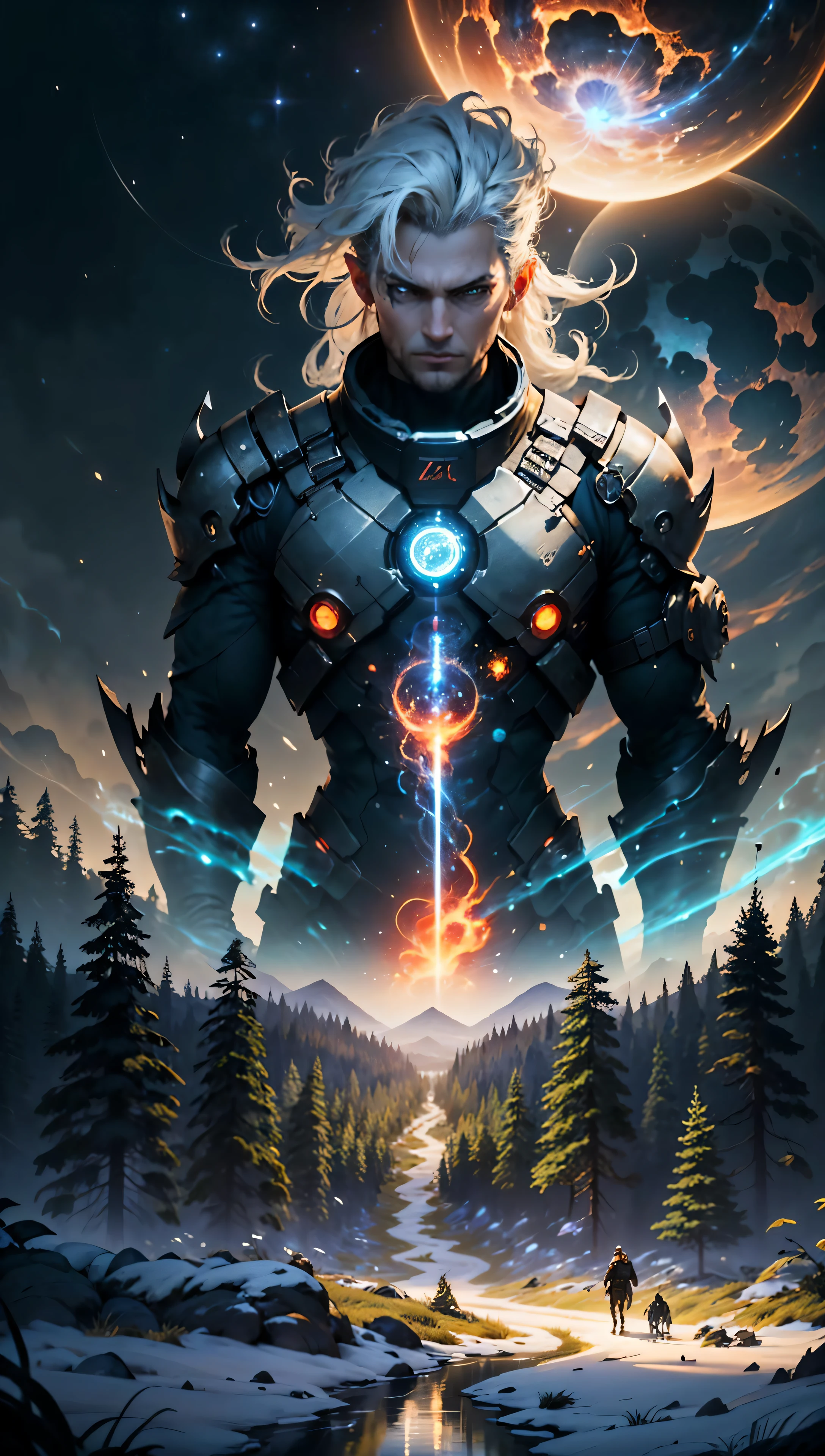 ((Best quality)), ((masterpiece)), (highly detailed:1.3), 3D, In a distant future where the boundaries between science fiction and fantasy have dissolved, the world is a tapestry of awe-inspiring wonders. Enter a universe where magic and technology coexist in harmony, shaping the destiny of civilizations across vast reaches of space.At the heart of this realm lies the Celestial Nexus, an intergalactic hub of mystical energies and technological marvels. Here, arcane knowledge intertwines with cutting-edge science, giving rise to a society where spaceships are imbued with the power of ancient spells, and technology is augmented by the mystic arts.Embark on a grand odyssey as a young explorer, destined to unravel the secrets of the Celestial Nexus. As you traverse the uncharted realms of the cosmos, encounter diverse civilizations teeming with beings who possess extraordinary abilities. From the ethereal Elven Spires, where the art of interdimensional travel is perfected, to the cybernetic enclaves of the Android Conglomerate, witness the tapestry of life as magic and technology intertwine.Unleash your latent powers as you become attuned to the energies that flow through the Nexus. Harness the ancient incantations of forgotten sorceries to propel your starship across the vast expanse of the cosmos. Engage in epic battles against cosmic abominations and interstellar tyrants, wielding enchanted weapons infused with futuristic enhancements.As you delve deeper into the enigmatic realms of the Celestial Nexus, uncover the origin of this harmonious fusion of magic and technology. Discover the ancient prophecies that foretell a cataclysmic event threatening to tear apart this delicate balance. Unite with a band of extraordinary beings, each possessing their own blend of magical aptitude and technological expertise, to embark on a perilous quest to save the Nexus from imminent destruction.In this epic saga, your choices will shape the fate of worlds, as the boundaries between science and sorcery blur. Will you strive to maintain the delicate equilibrium between magic and technology or plunge headlong into uncharted territories, seeking to redefine the very fabric of reality?Prepare to be enthralled by the limitless possibilities of the Celestial Nexus, where science fiction and fantasy meld into a sublime symphony of adventure, where the cosmos itself becomes the canvas for your journey,HDR (High Dynamic Range),Ray Tracing,NVIDIA RTX,Super-Resolution,Unreal 5,Subsurface scattering,PBR Texturing,Post-processing,Anisotropic Filtering,Depth-of-field,Maximum clarity and sharpness,Multi-layered textures,Albedo and Specular maps,Surface shading,Accurate simulation of light-material interaction,Perfect proportions,Octane Render,Two-tone lighting,Low ISO,White balance,Rule of thirds,Wide aperature,8K RAW,Efficient Sub-Pixel,sub-pixel convolution,luminescent particles,