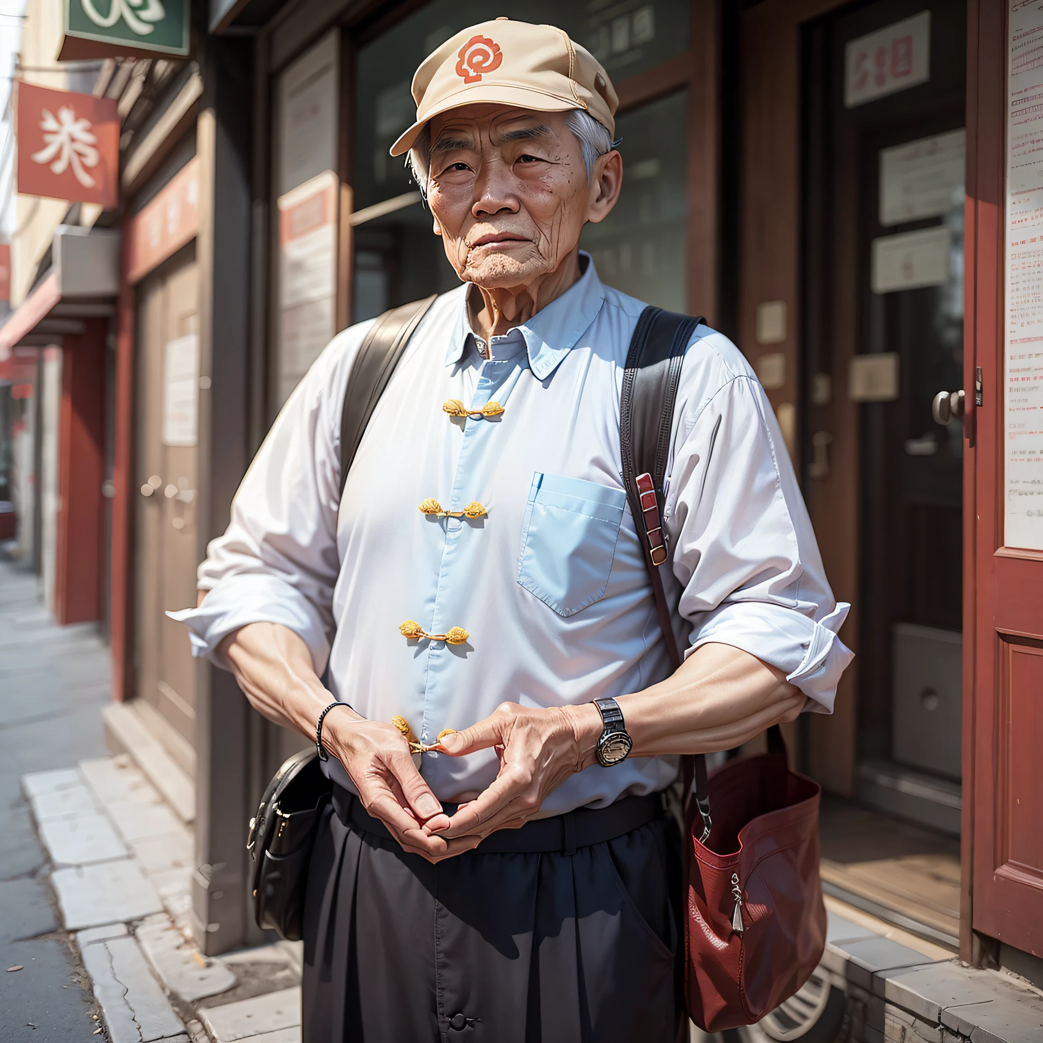 A kind 74-year-old Chinese man dressed plainly --auto --s2