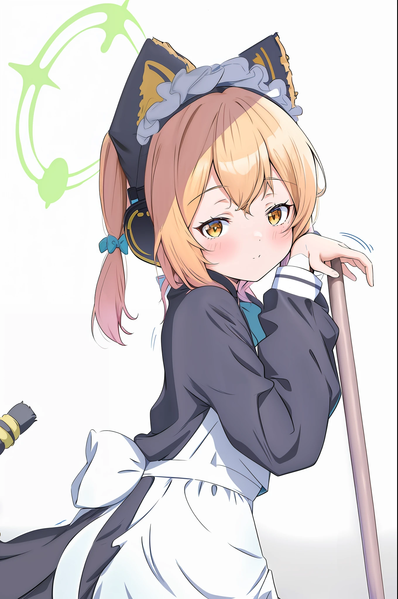 anime girl with a cat ear and a cat tail holding a broom, lolish, splash art anime loli, anime moe artstyle, anime visual of a cute girl, kantai collection style, loli, waifu, small curvy loli, marisa kirisame, shirabii, smooth anime cg art, from girls frontline