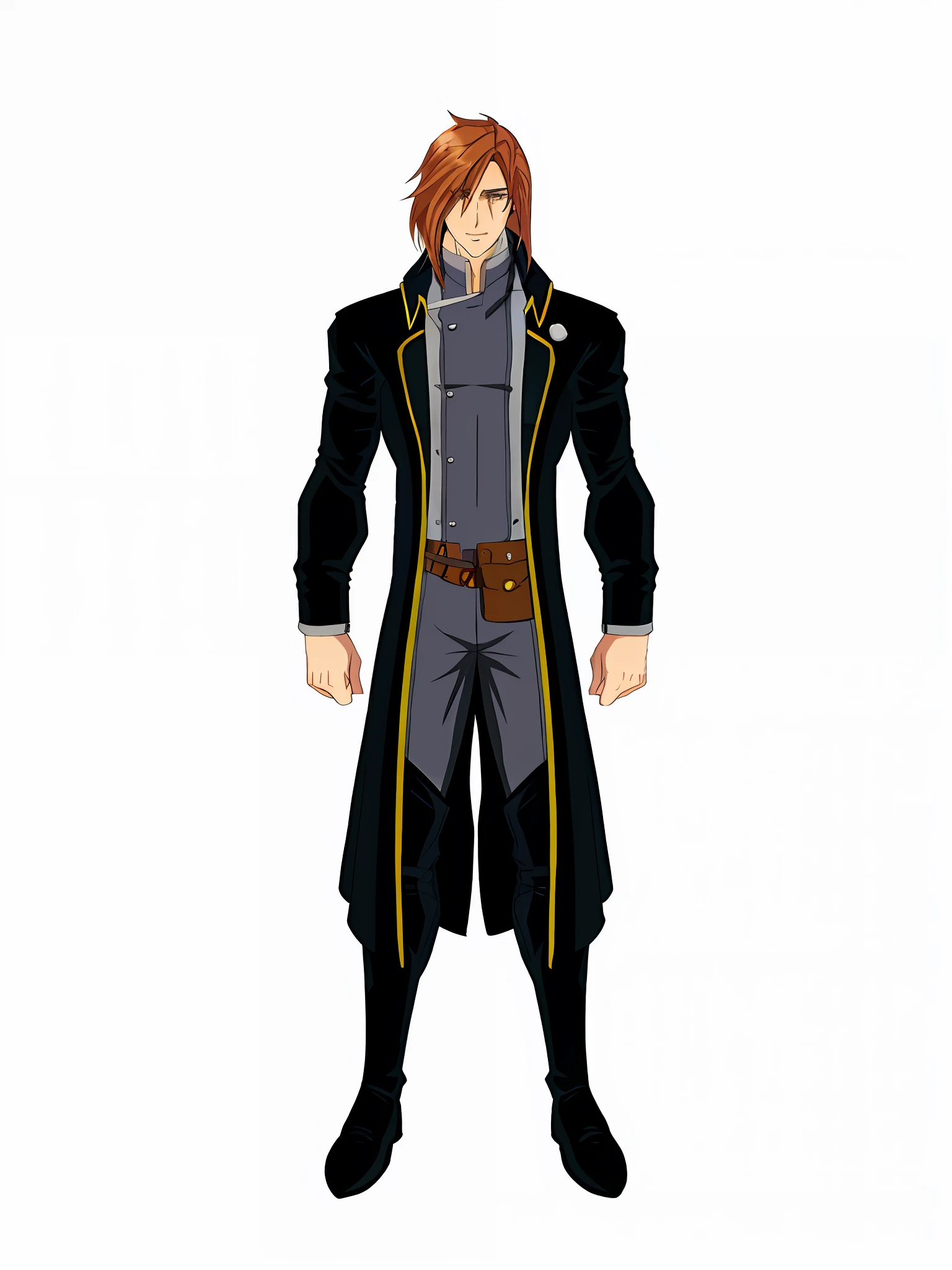 a cartoon of a man in a long coat and boots, single character full body, male anime character, full body single character, boromir in an 80\'s anime world, full body character design, full body character concept, official character illustration, full body character, male character design, official character art, anime style character, full length character
