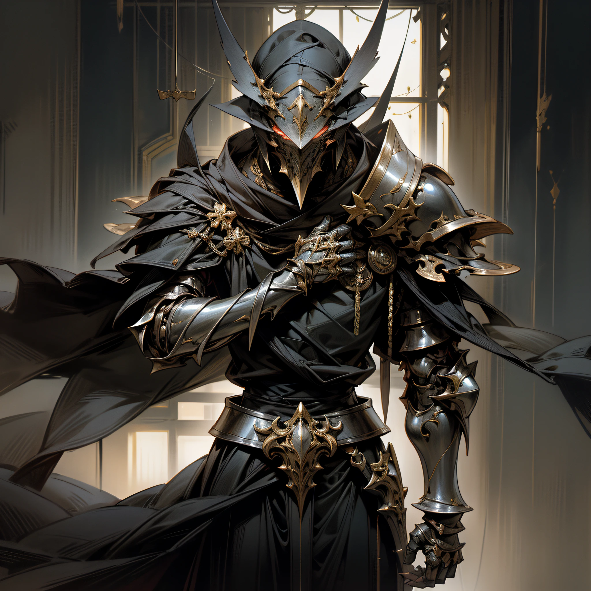 With a sigh, he summoned the Puppeteer's Shroud. Thin black threads immediately appeared around his body and wrapped it into a set of armor. It was made of dark-gray, soft fabric with several elements, such as bracers and shoulder guards, fashioned out of black, lusterless leather.

The armor was light, understated and did not restrain his movements at all. It also made no sound when he moved. Perfect equipment for someone who likes to lurk in the shadows!