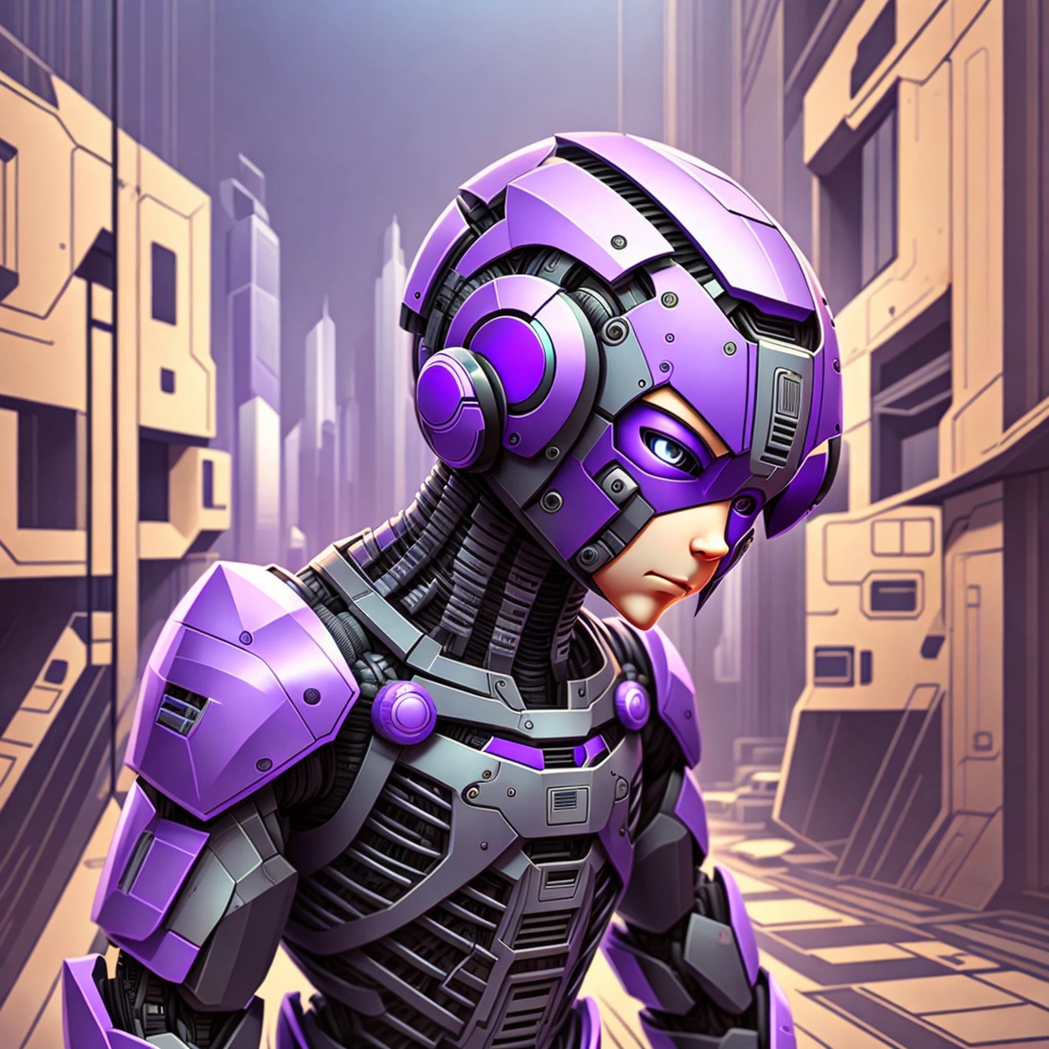 human robot in the form of ChatGPT AI, purple man --q 2 --upbeta --auto --s2