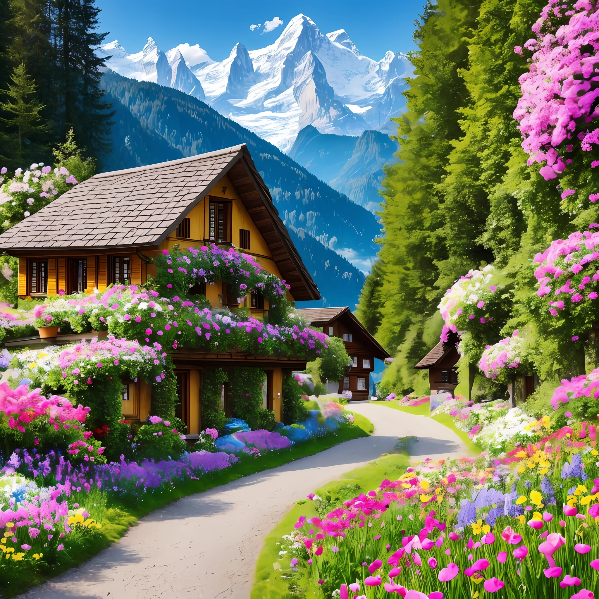 Switzerland, Alps, flower garden, yodeling forest --auto --s2