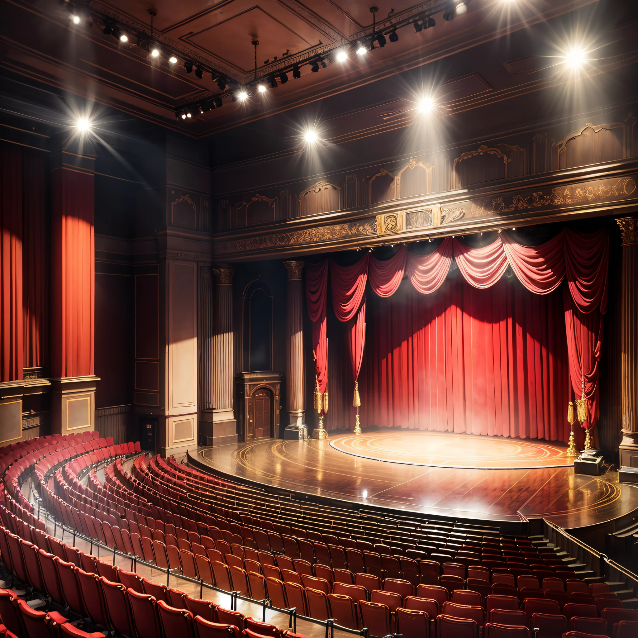 Magic theater stage red curtains Show Spotlight --auto --s2
