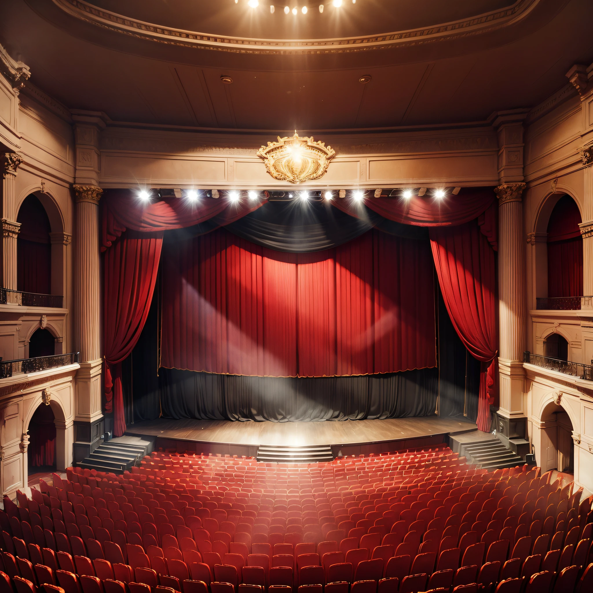 Magic theater stage red curtains Show Spotlight --auto --s2