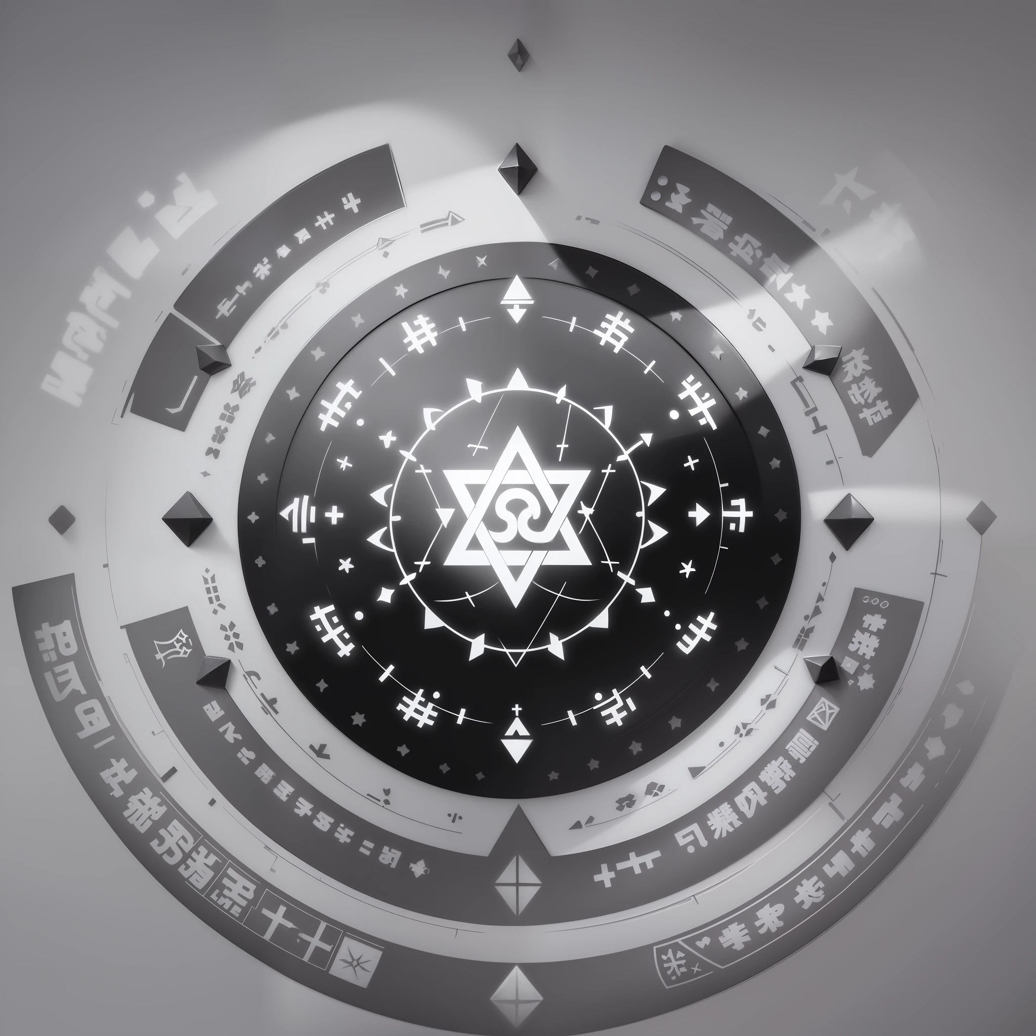 (((1li))), ((black and white)), close-up, ((text)) (Round Emblem Concept Sheet) , (UI illusion), (((emptiness))) , (perfectly clean background)))) , ((CG test illustration)), (Magic runes theme), (((((pure white background)))) --auto --s2