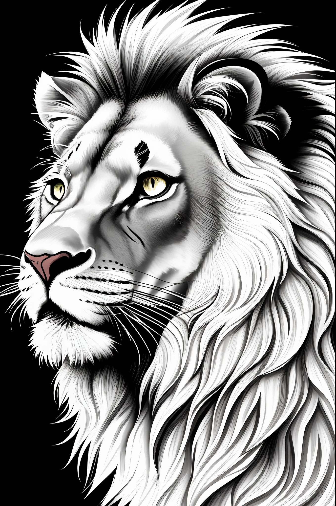 coloring page lion style black white background