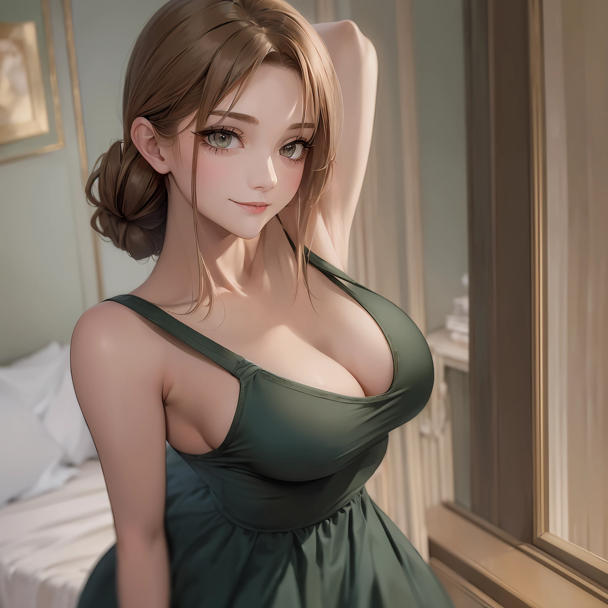 ((Best Quality, 8K, Masterpiece: 1.3)), 1girl, Slim Abs Beauty: 1.3, (Hairstyle Casual, Big Breasts: 1.2), Dress: 1.1, Super Fine Face, Delicate Eyes, Double Eyelids, Smile, Home --auto --s2