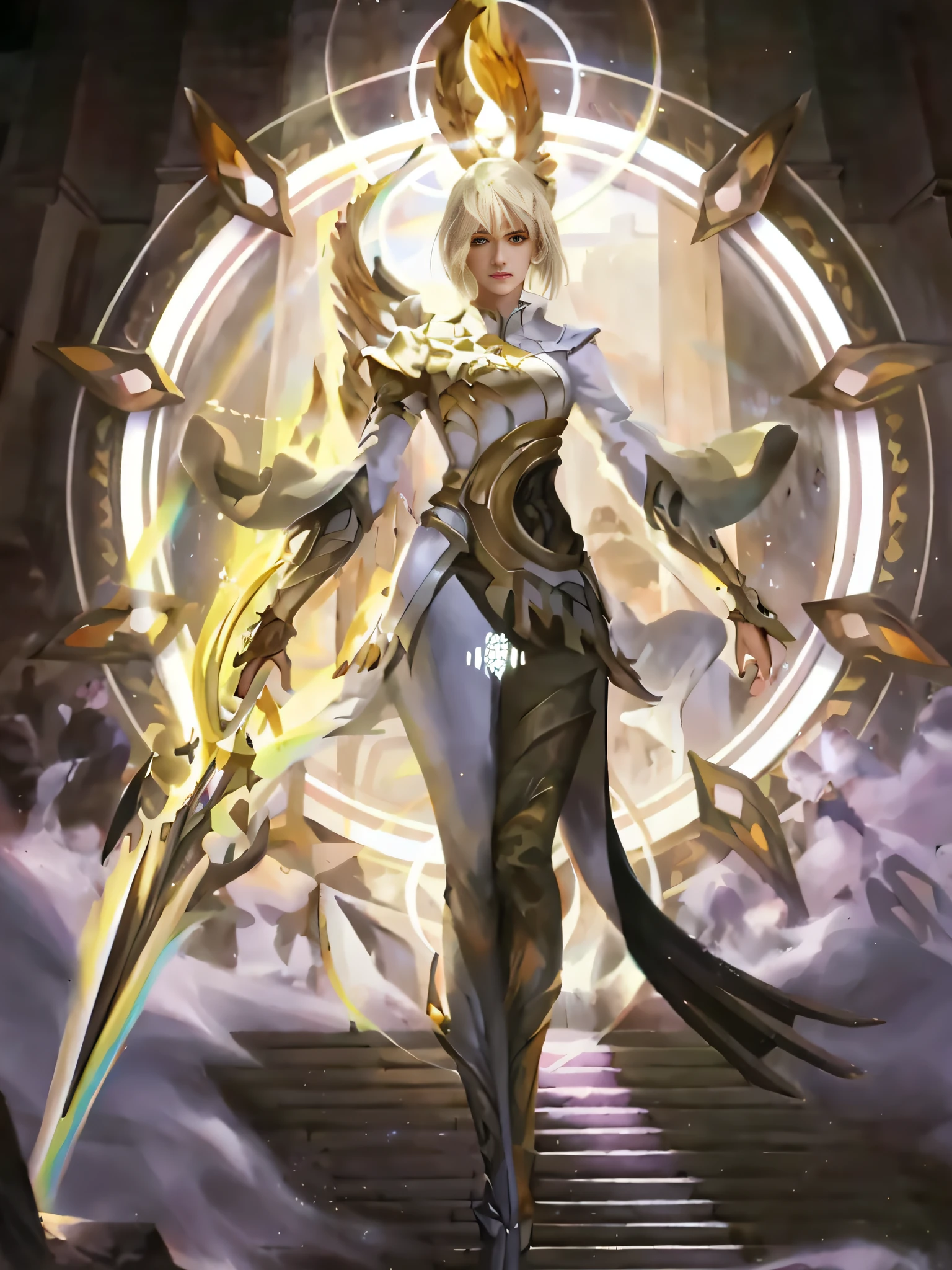 a woman in a white dress holding a sword and a sword, ig model | artgerm, extremely detailed artgerm, style of artgerm, kda, artgerm lau, by Yang J, style artgerm, artgerm style, wlop | artgerm, ! dream artgerm, wlop and artgerm --auto --s2
