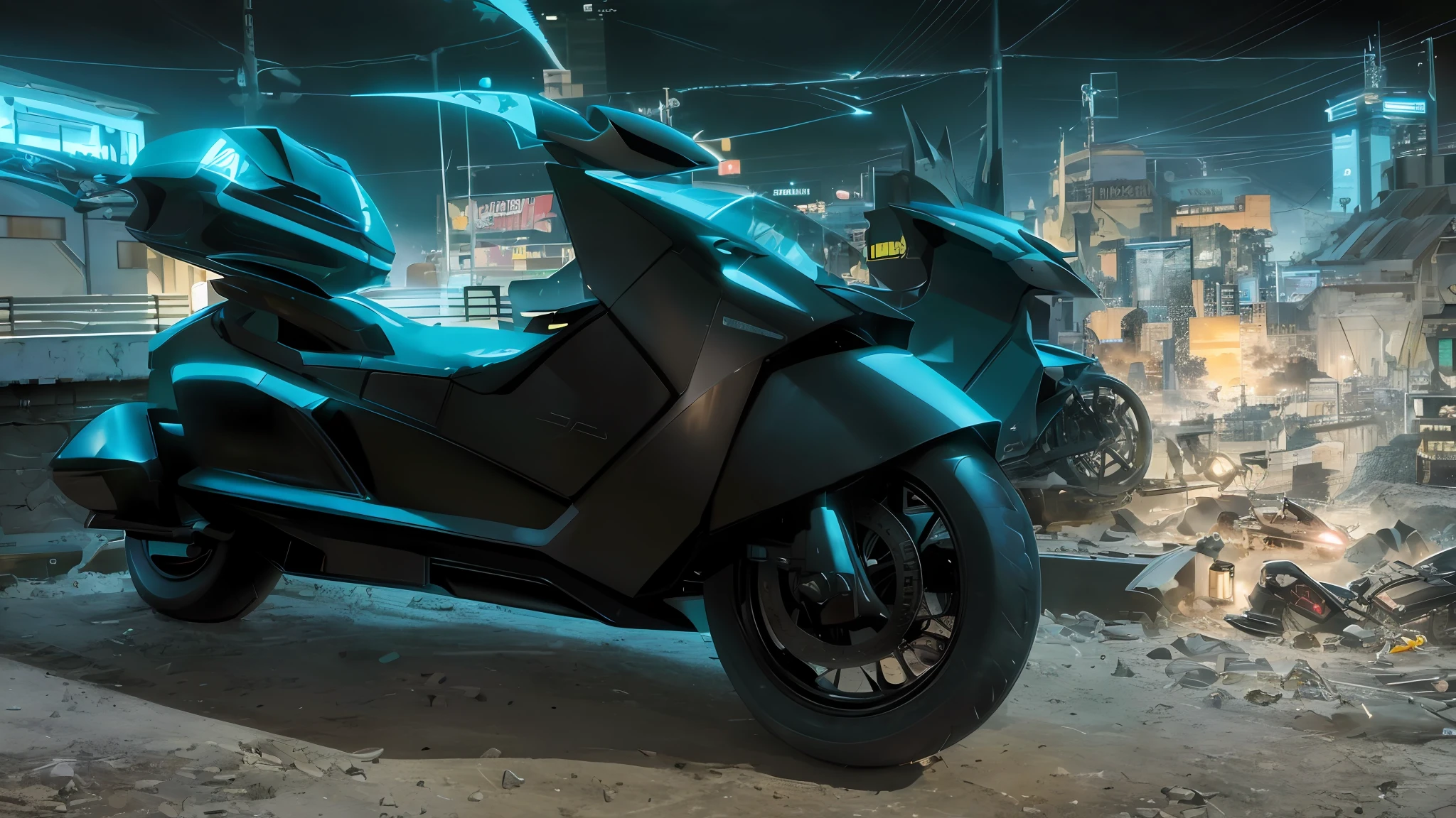 batman motorcycle with a batmobile engine and a bat - wing wing, batmobile, badass batmobile car design, futuristic motorcycle, motorcycle, batman mecha, batman, from movie batman, akira motorcycle, vehicle concept photo!!, inspired by Zack Snyder, motorcycle concept art, custom scooter, futuristic vehicles, the batman, sitting on cyberpunk motorbike