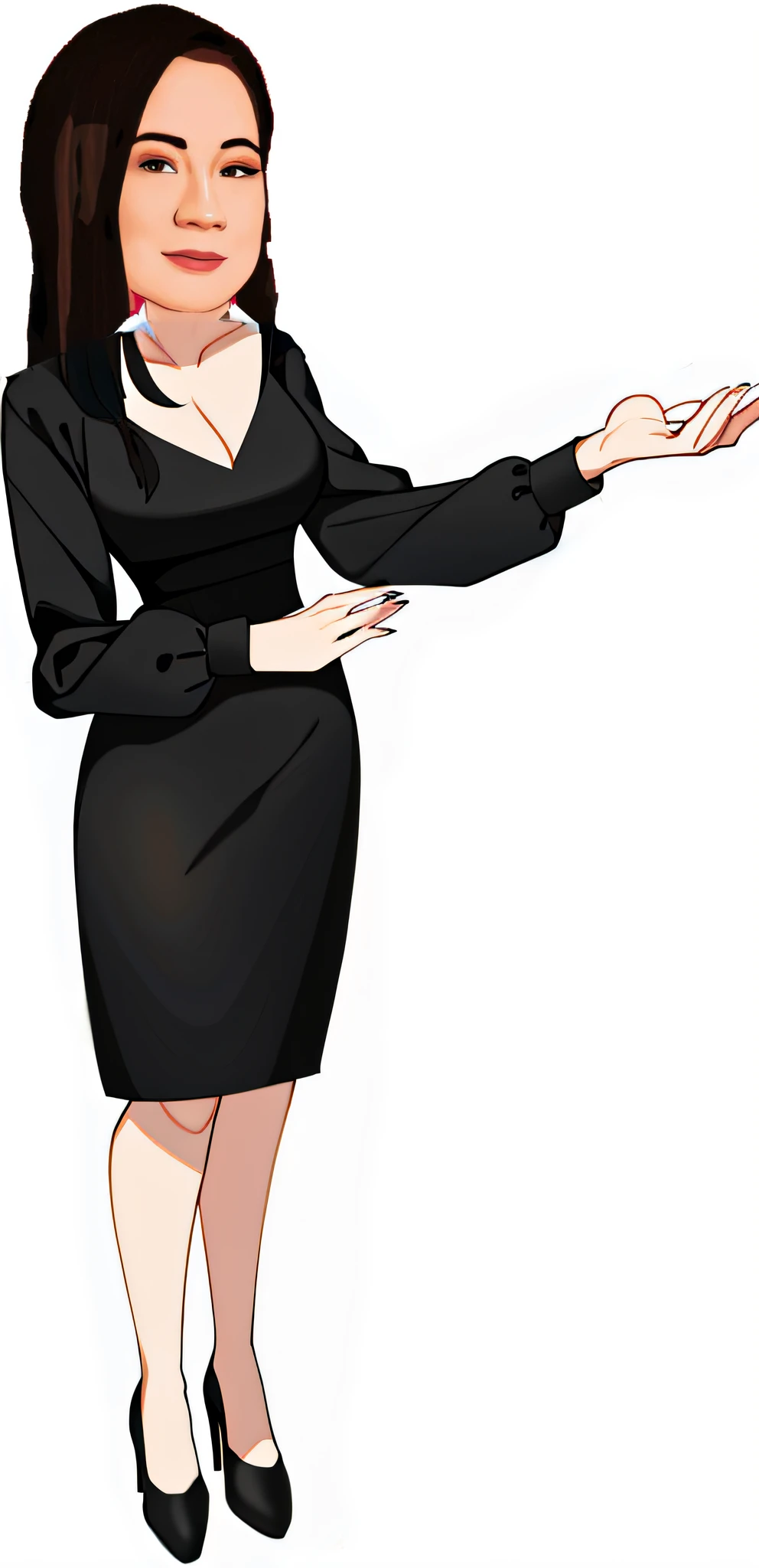 Women's social clothing in elegant black and thin in cartoon
