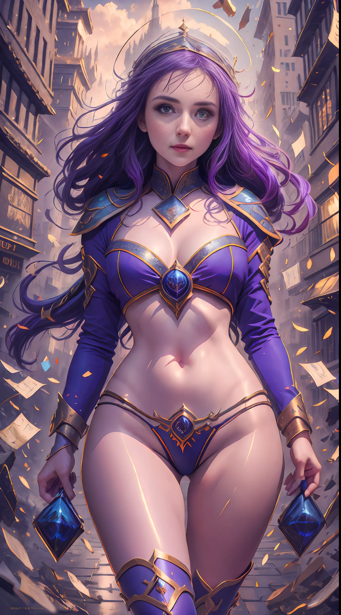 (8k, 4k, best quality, highres, ultra high res:1.1), (masterpiece, realistic, photo-realistic:1.1), 1girl, Morgan le Fay , in the city streets --auto --s2