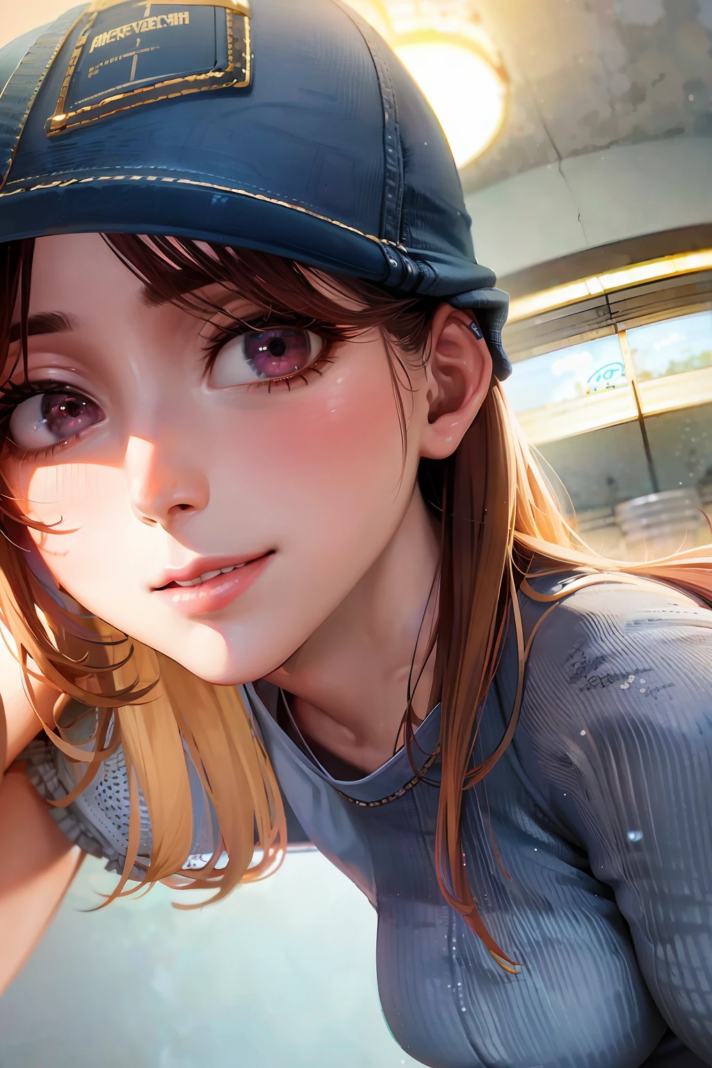 1girl, she wearing white shirt and cargo jean pants, crop top, wearing allstar vans shoes, wear bucket hat,tote bag,22 years old, beautiful smile face, adult face, 4k style, realistic, crowded, pink long hair,make beautiful cute post ,full body