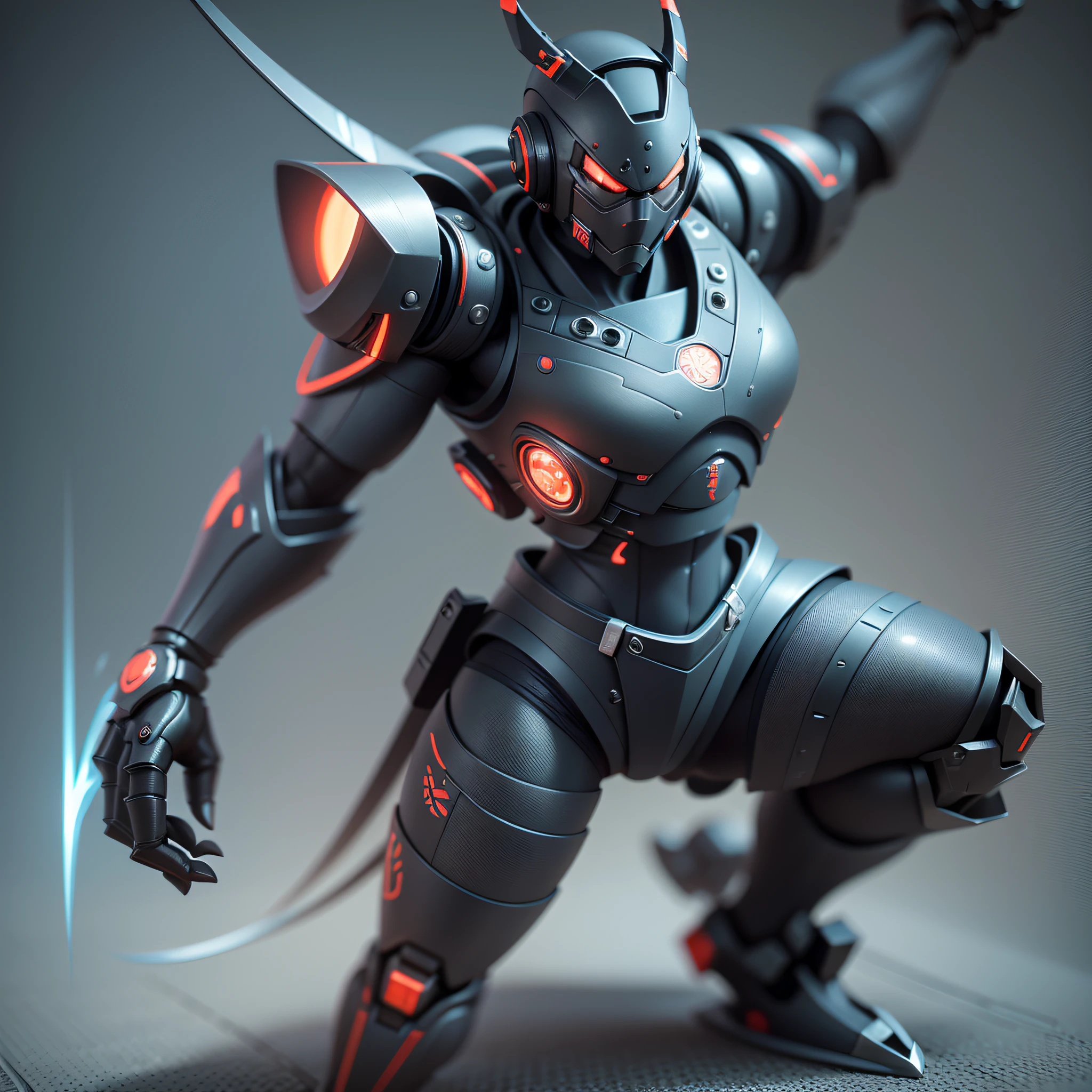 A closeup of a ninja robot, stylized 3D rendering, hyperrealistic 3D rendering, 3D character, 3D character, 3D character rendering, stylized 3D, 3D character concept, 3D character art, 3D render 8K character art, stylized character, scifi character --auto --s2