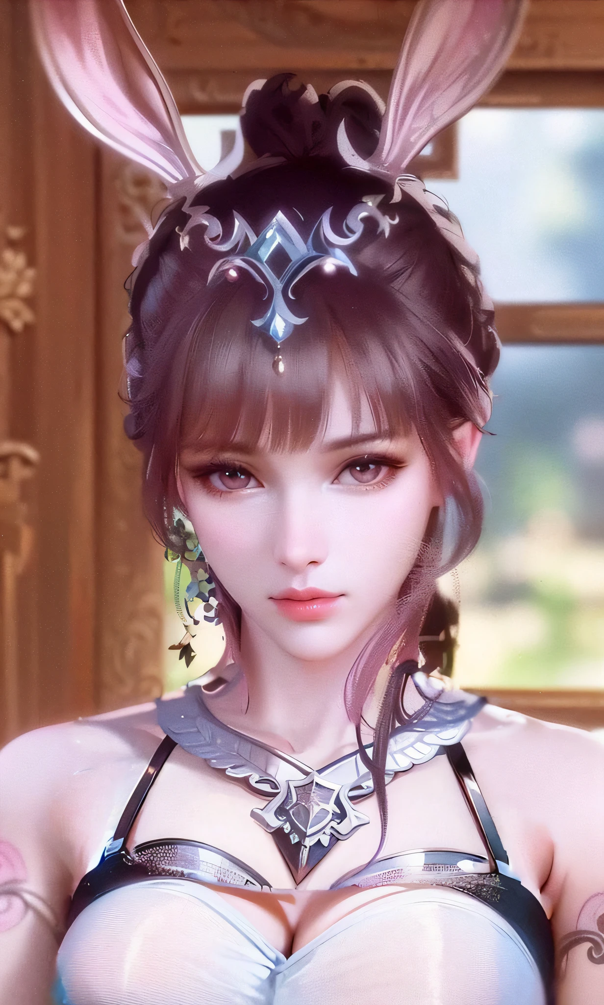 Sexy collarbone, smooth skin, broken hair