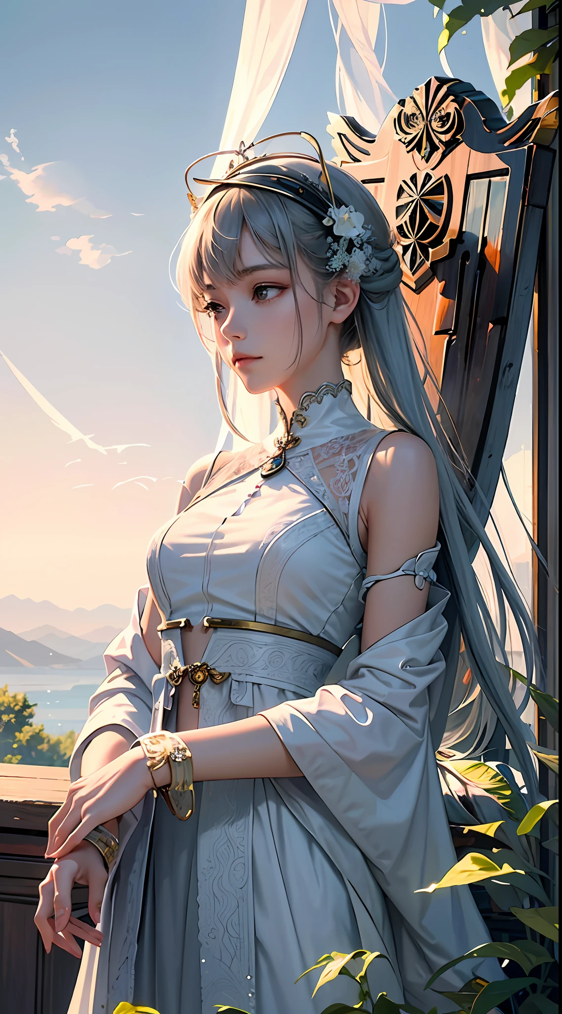 (best quality, masterpiece),peace girl,peaceful atmosphere, tranquility, serenity, quietness, calmness, relaxing, soothing, gentle, composure, contentment, satisfaction, happiness.