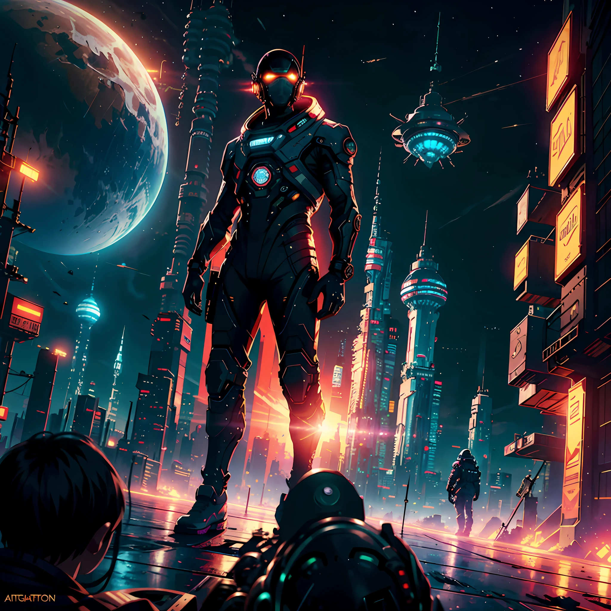 astronauts partying and dancing with aliens on a big platform at sunset in a cyberpunk planet, ufos in the sky,  highly detailed, epic, sci-fi, ornate,  by eugene von guerard, ivan shishkin, dramatic lighting, concept art, trending on artstation, 8k Style: Photographic